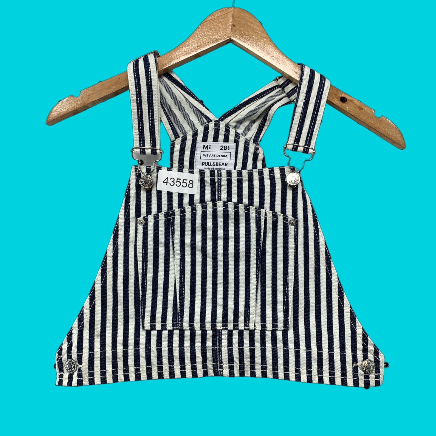 Vintage Pull&Bear Denim Blue White Striped Overalls Top Womens Medium Summer Casual Size M / US 6-8 / IT 42-44 - 1 Thumbnail