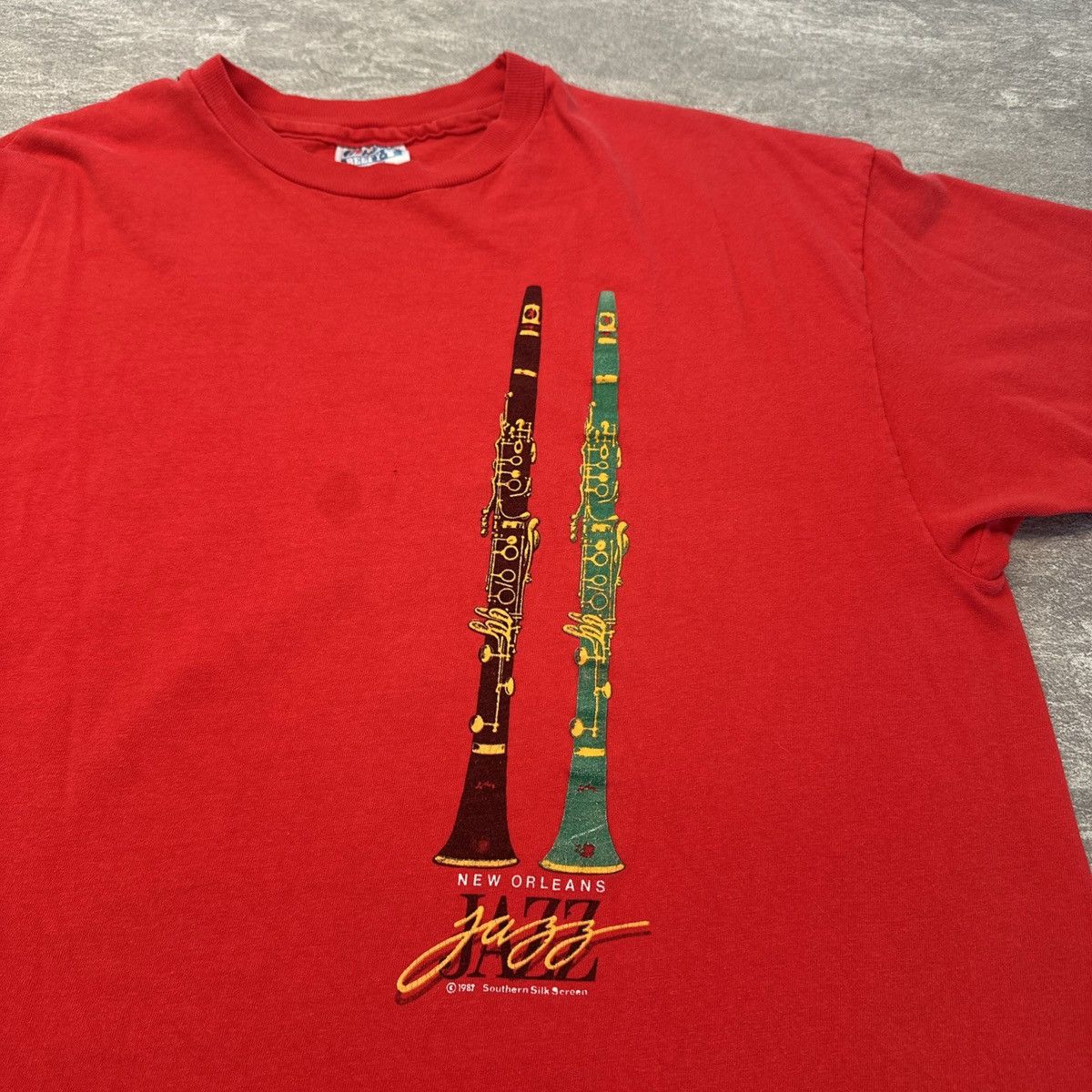 Vintage Vintage 1987 New Orleans Louisiana Jazz Clarinet T Shirt 80s Size US XL / EU 56 / 4 - 2 Thumbnail