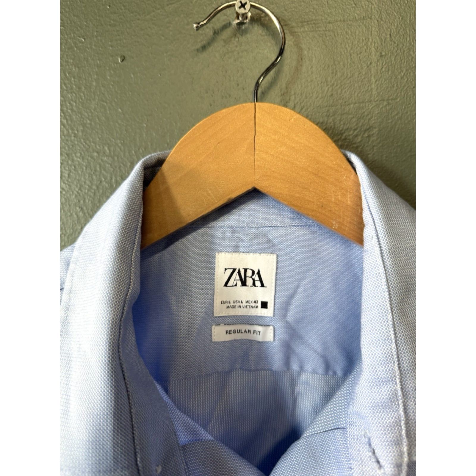 Zara Zara Mens Blue Long Sleeve Button-Up Shirt L Regular Fit Size US L / EU 52-54 / 3 - 3 Thumbnail