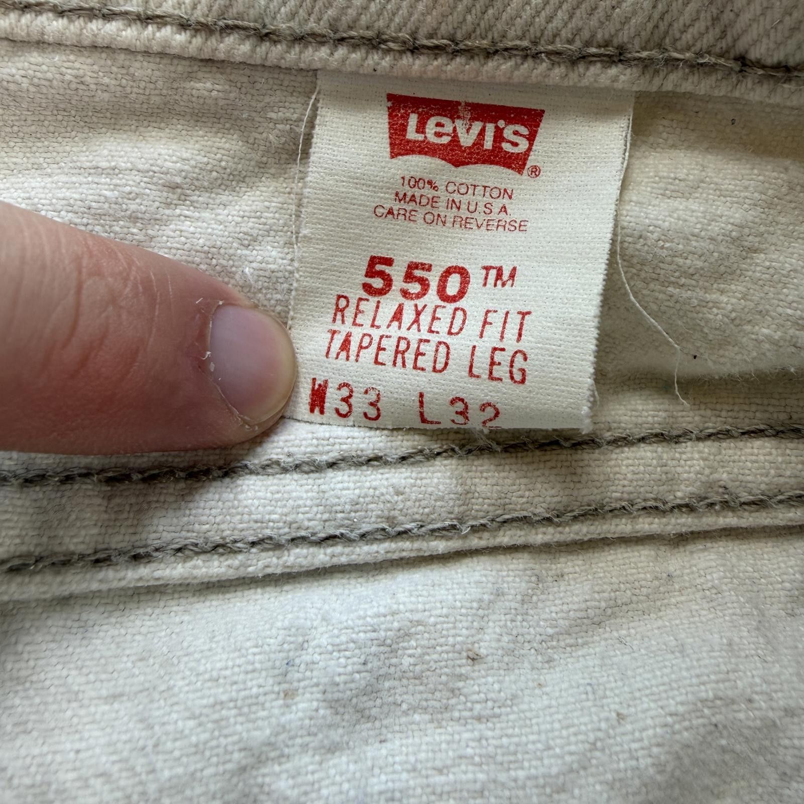 Levi's Vintage Levis 550 Relaxed Fit Jeans Made In USA Cream 33x32 Size US 33 - 6 Thumbnail