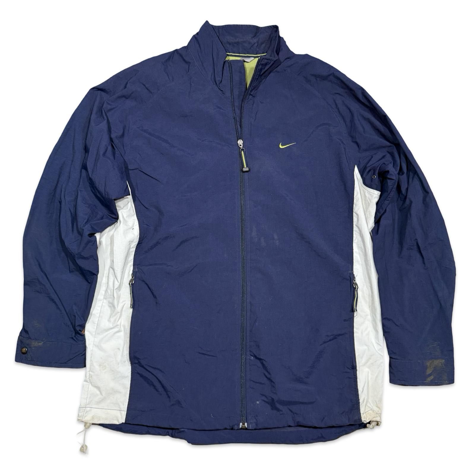 Nike Nike Men's Y2K Navy and Lime Green Windbreaker Jacket Size US L / EU 52-54 / 3 - 1 Thumbnail