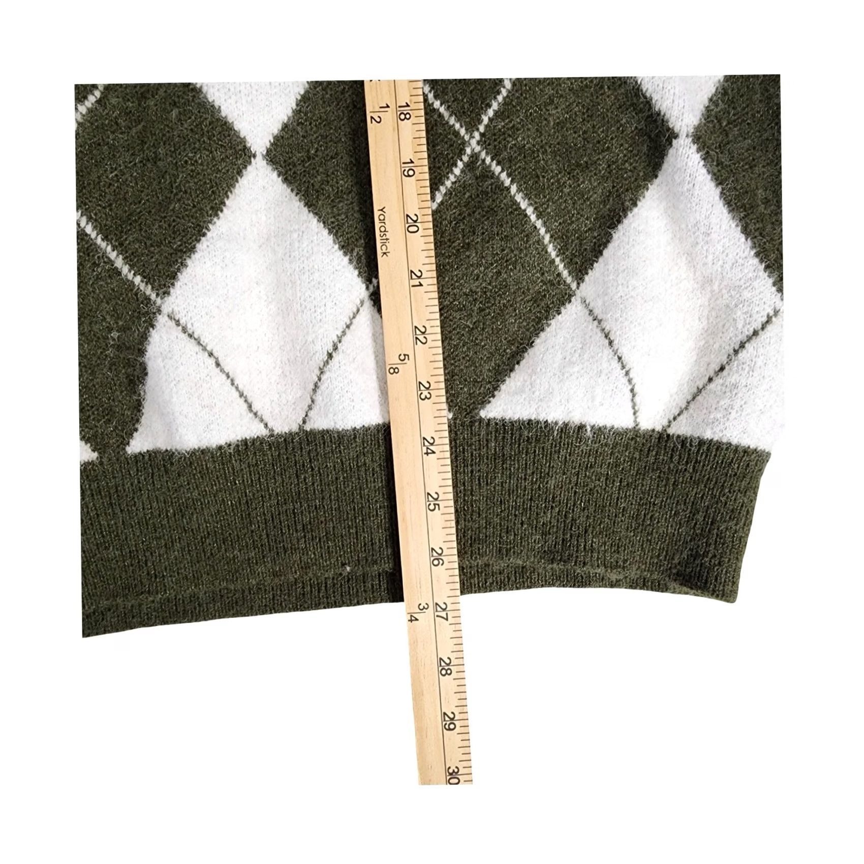 Vintage BTFBM Crew Neck Pullover Knit Sweater Size M Green White Argyle 7189 Size M / US 6-8 / IT 42-44 - 5 Thumbnail