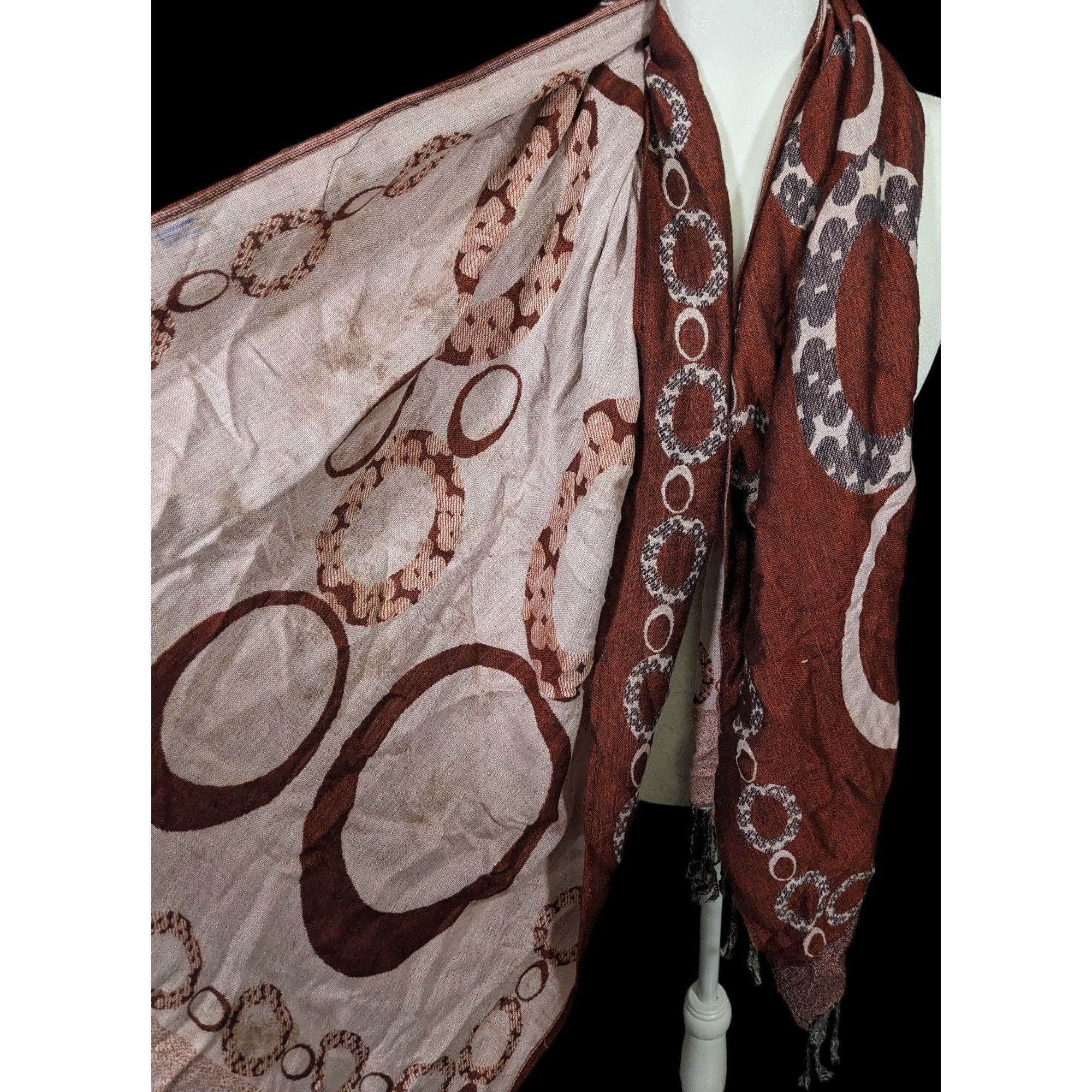 Other Pashmina Rust And Cream Bubble Print Scarf Size ONE SIZE - 7 Thumbnail