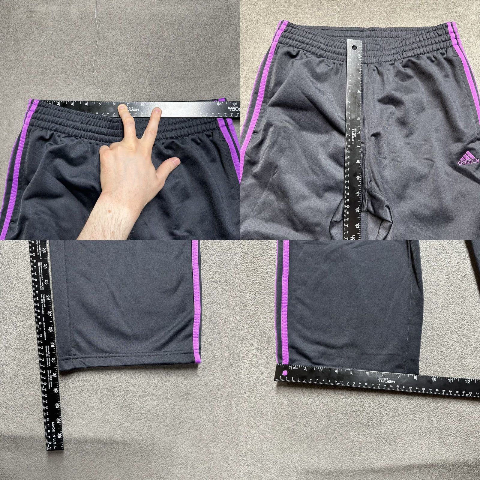 Adidas adidas Sweatpants Mens Medium Gray Purple 3 Stripe Track Warm Ups Active Size US 31 - 9 Thumbnail