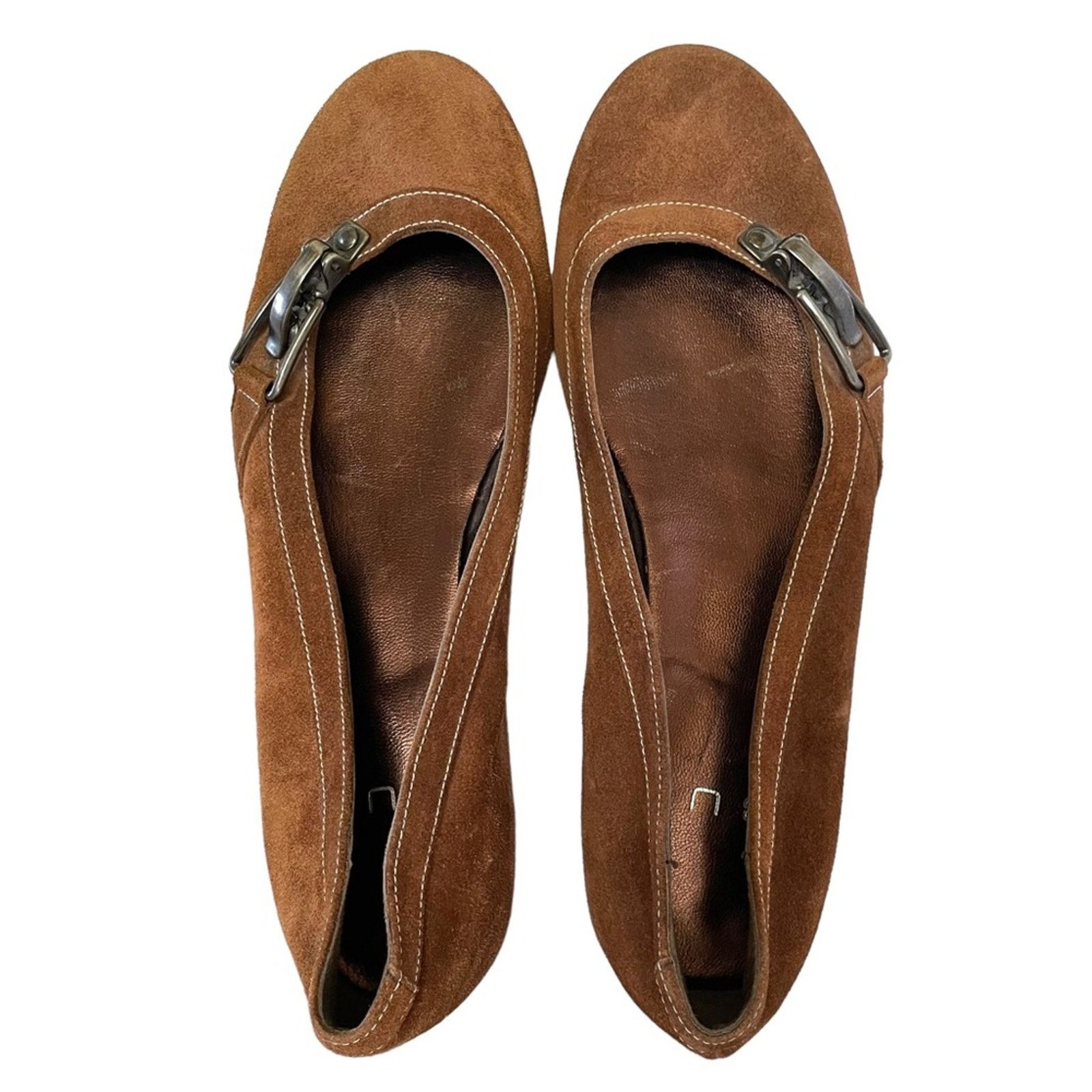 Barbara Bui BUI By Barbara Bui Brown Suede Buckle Accent Ballet Flats Size US 7.5 / IT 37.5 - 3 Thumbnail