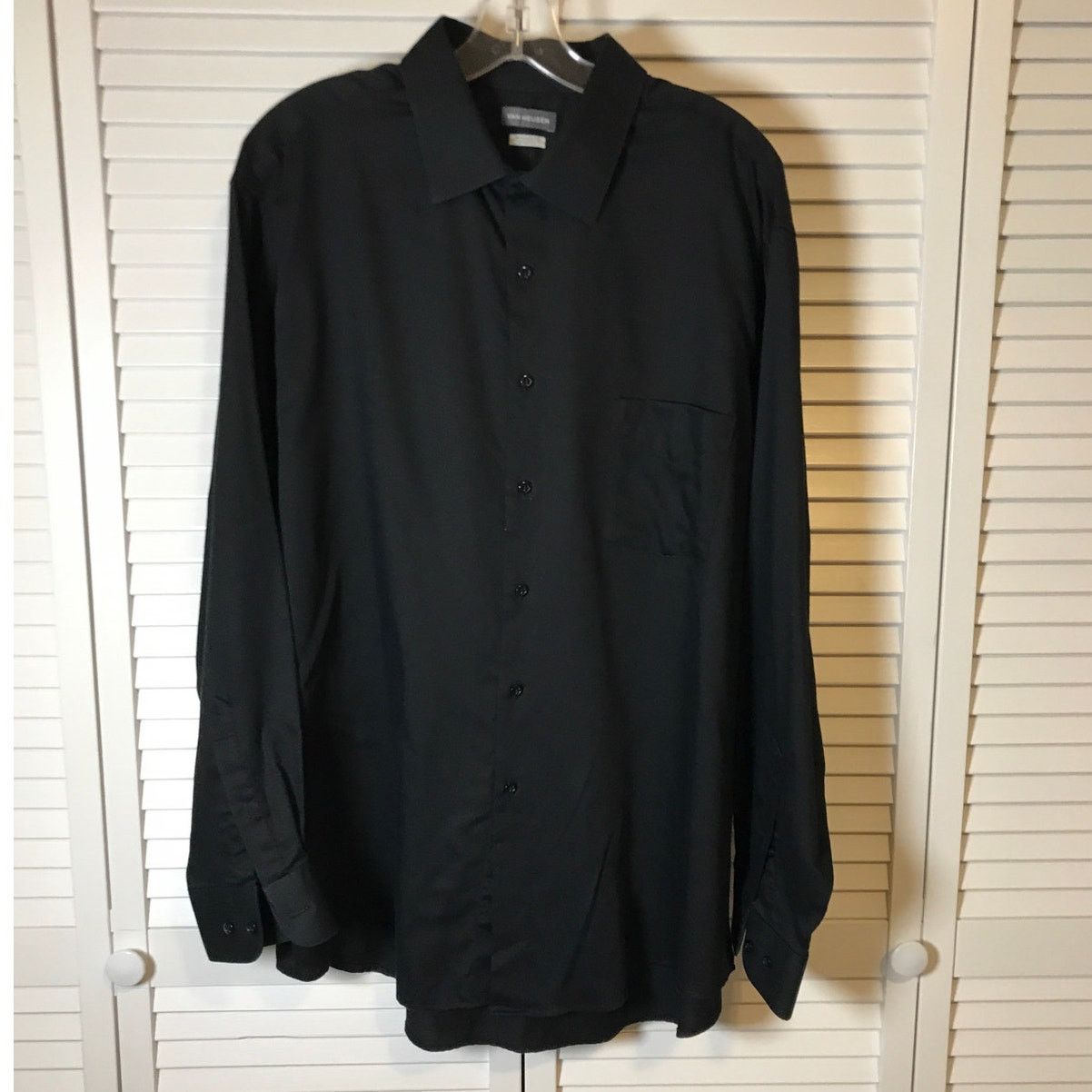 Van Heusen Van Heusen Black Collared Long-Sleeve Men Shirt XXL (34-35) Size US XXL / EU 58 / 5 - 1 Thumbnail