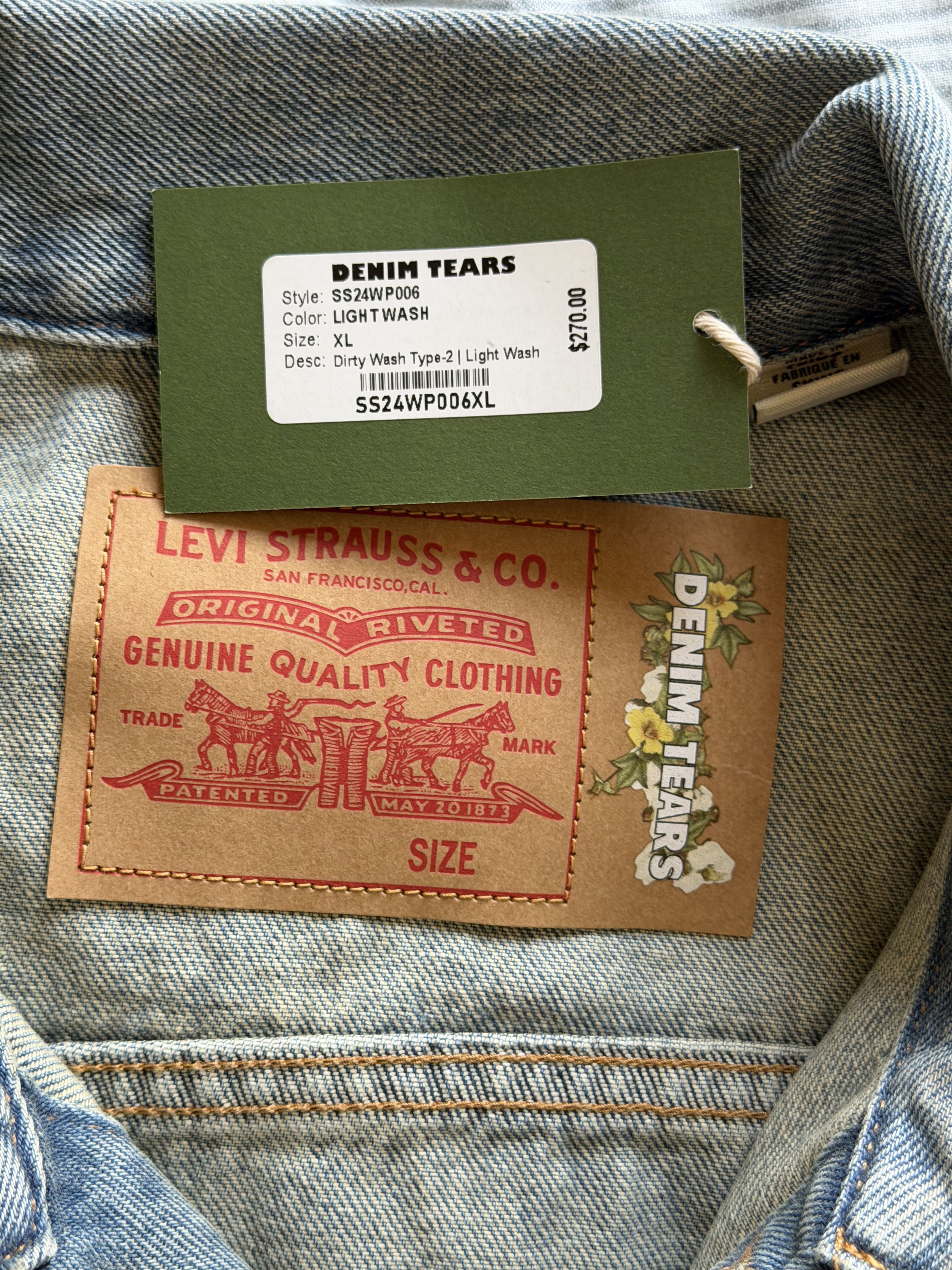 DENIM TEARS × Levi's Levi's Denim Tears Dirty Wash Type 2 Jacket in Light Wash Size US XL / EU 56 / 4 - 7 Thumbnail