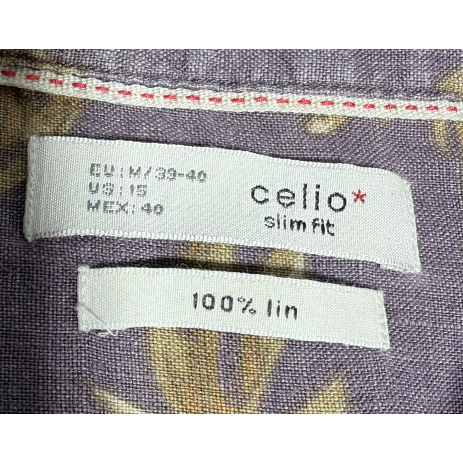 Celio Celio 100% Linen Shirt Men's M Floral Button Up Purple Beach Size US M / EU 48-50 / 2 - 5 Thumbnail