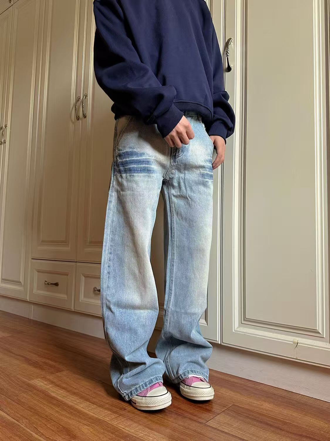 Japanese Brand × Jean Blue street washed vintage tie-dyed distressed jeans y2k Size US 32 / EU 48 - 4 Thumbnail