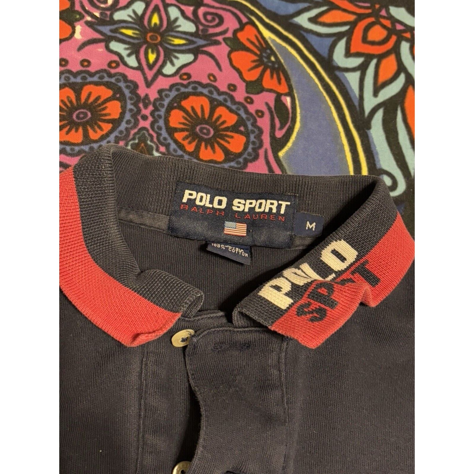 Ralph Lauren vintage spellout collar polo sport long sleeve blue size M Size US M / EU 48-50 / 2 - 3 Thumbnail