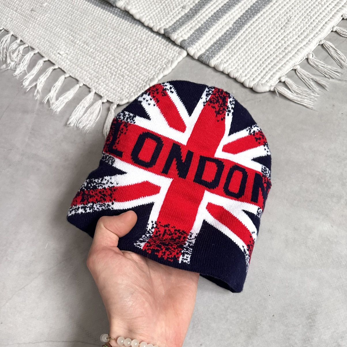 Hysteric Glamour × Undercover 00s London British Flag Knit Beanie Hat Yohji Yamamoto Vibe Size ONE SIZE - 7 Thumbnail