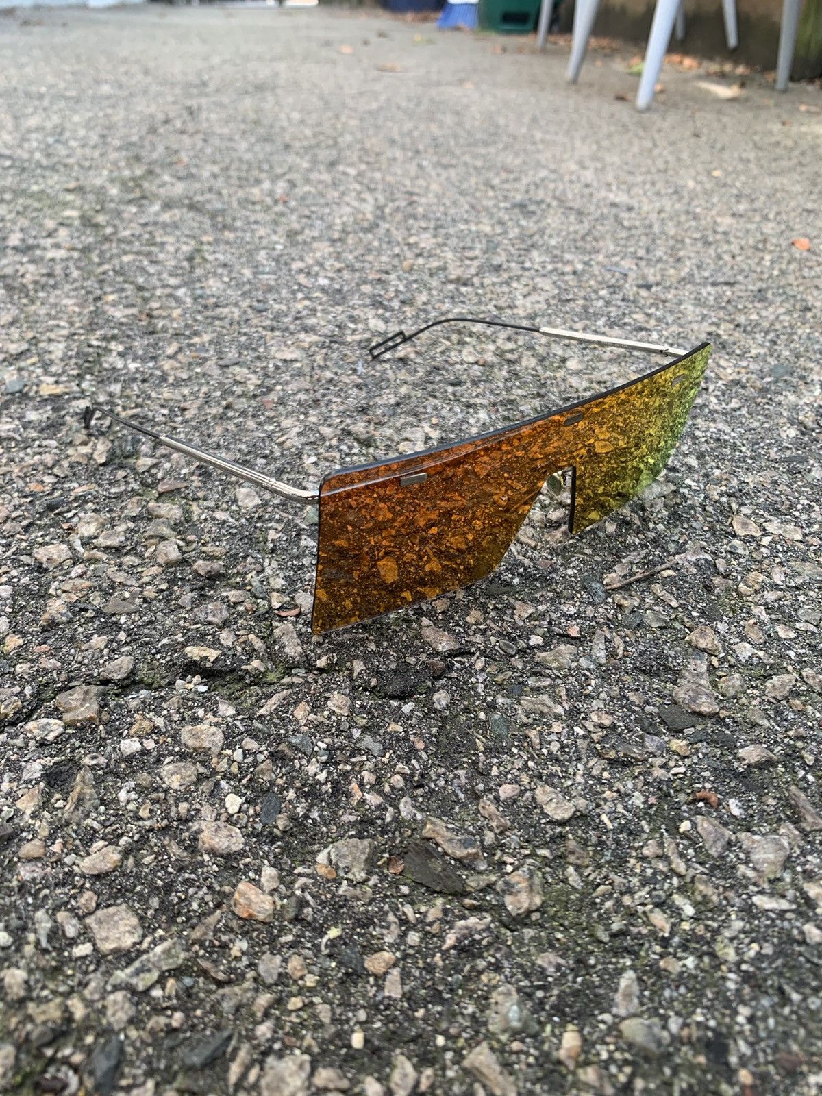 Pre-owned Dior Orange Lense Mask Wire Frame Sunglasses In Silver