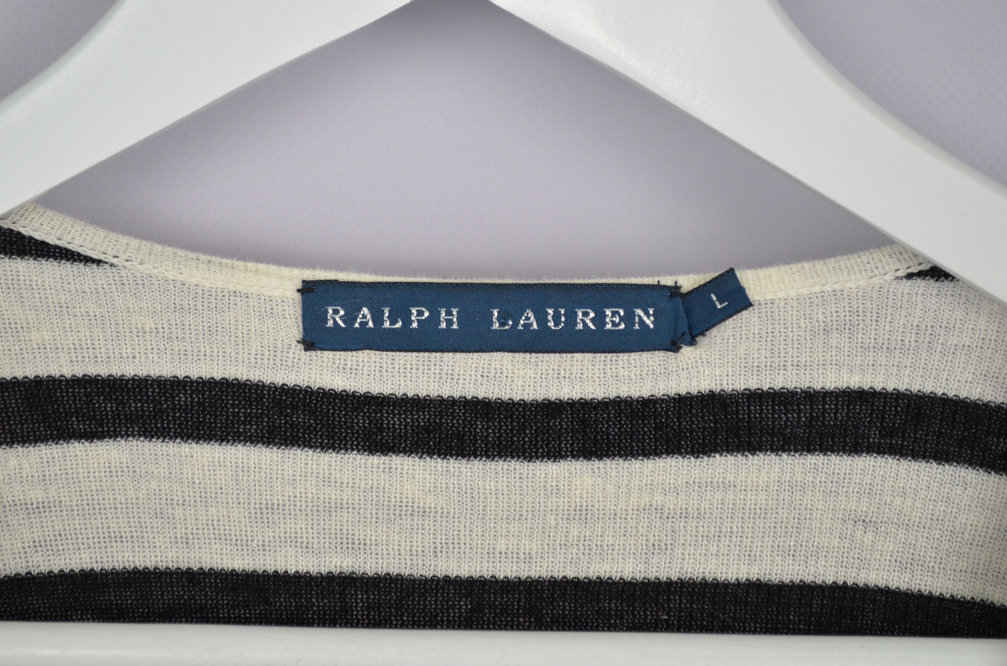 Ralph Lauren 100% Linen Knit Ribbed Trim Ruffled Cardigan