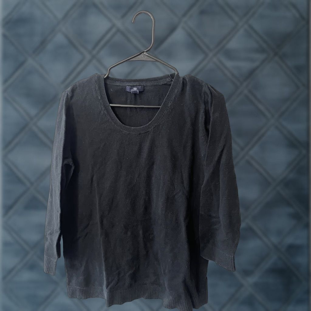 Gap Gap Sweater Adult Women 3/4 Sleeve Black Cotton Pullover Knit Size L / US 10 / IT 46 - 1 Thumbnail