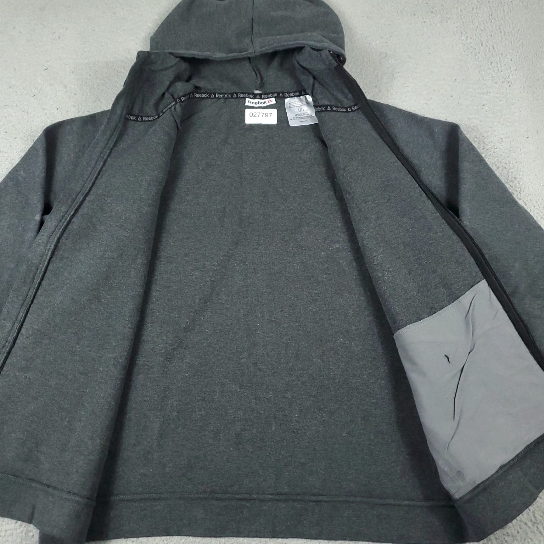 Reebok Reebok Hoodie Mens Large Gray Casual Full Zip Sweatshirt Activewear Size US L / EU 52-54 / 3 - 6 Thumbnail