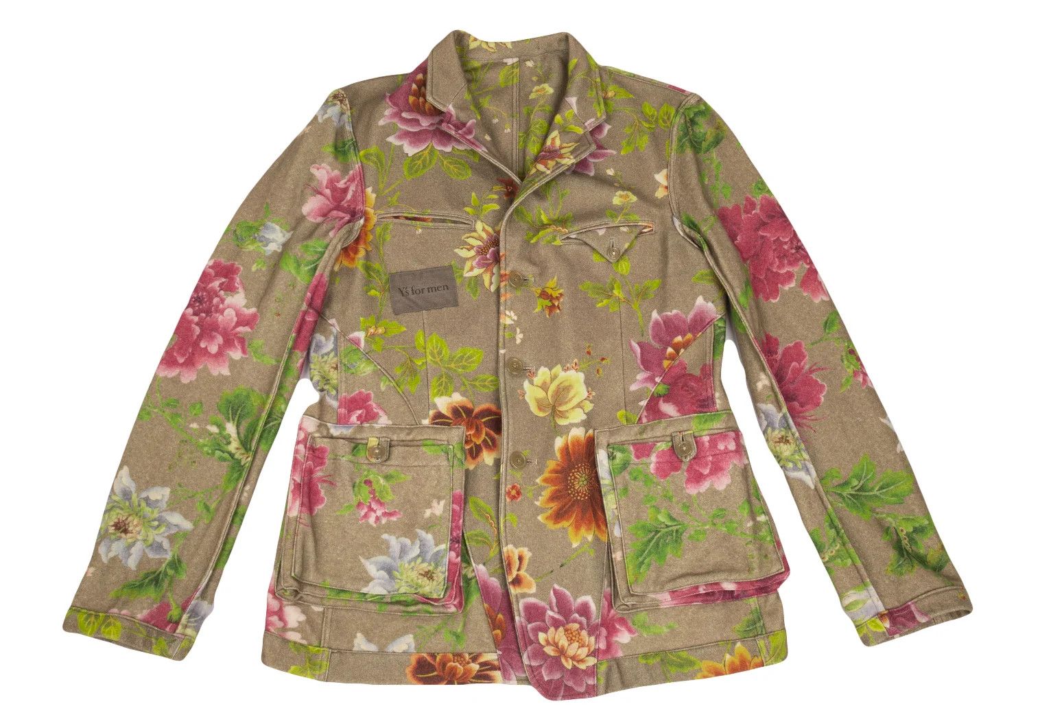 Jean Paul Gaultier Wool Floral Print Reversible Jacket in Khaki Multi Size US M / EU 48-50 / 2 - 13 Thumbnail
