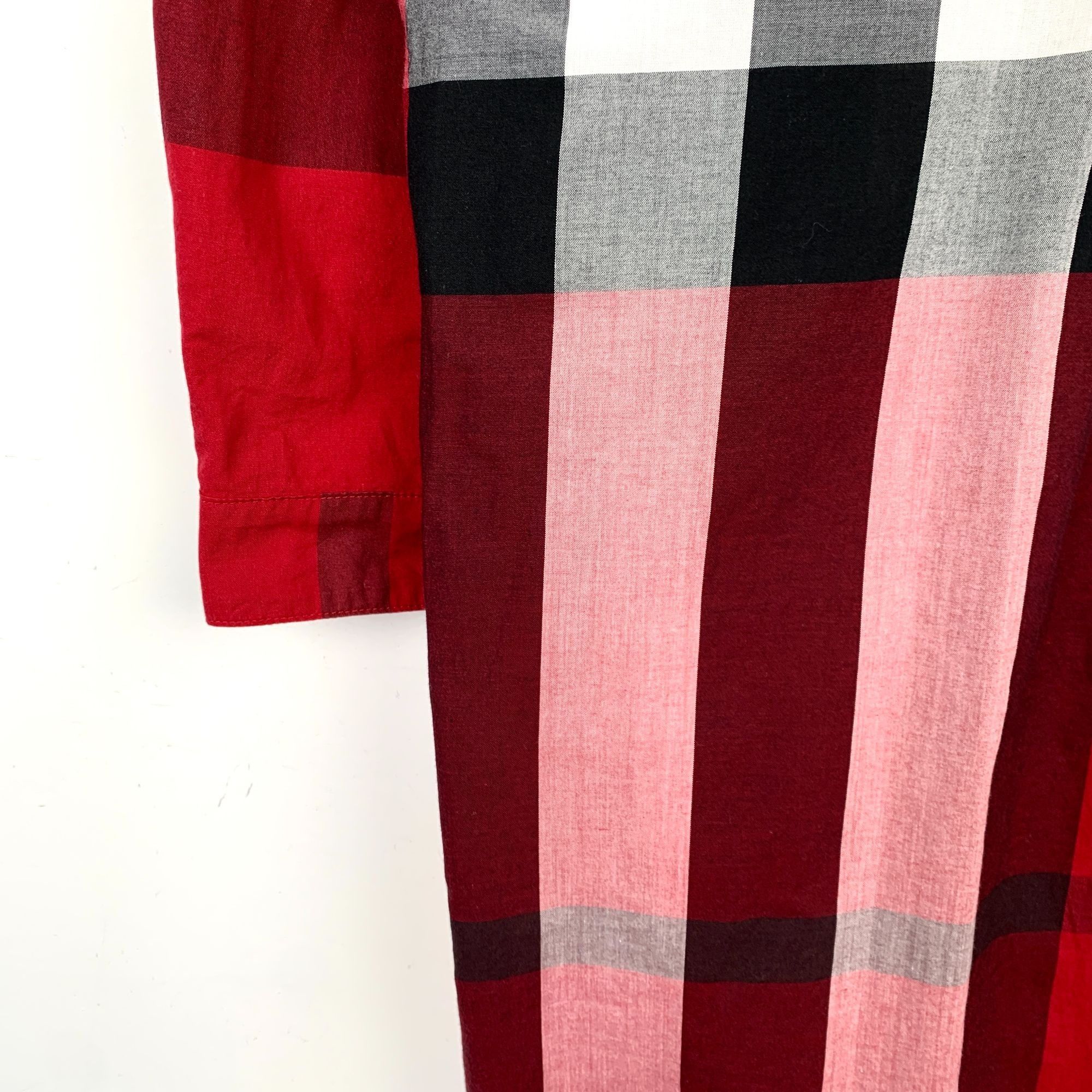 Burberry Burberry Red Plaid Cotton Long Sleeve Shirt Dress Size XS Size XS / US 0-2 / IT 36-38 - 6 Thumbnail