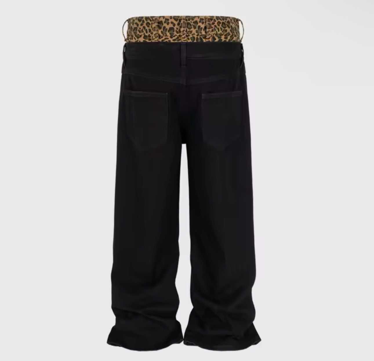 Designer Leopard Patchwork Irregular Baggy Animal Print Jeans Size US 32 / EU 48 - 2 Thumbnail