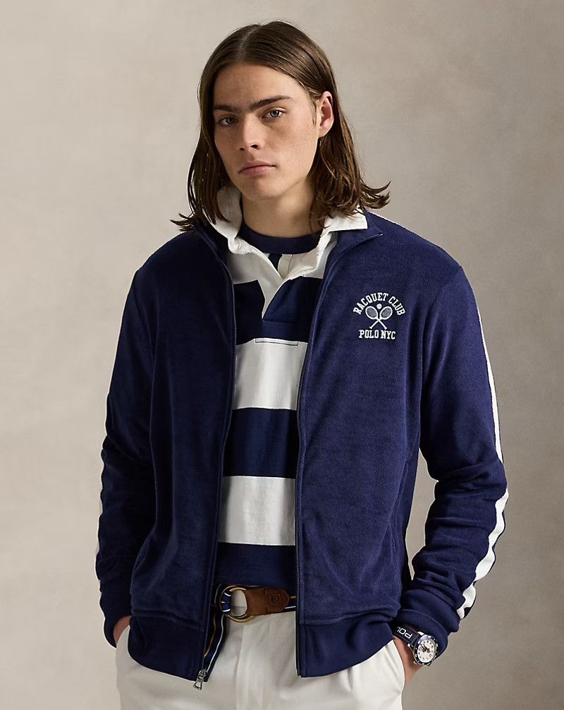 Polo Ralph Lauren Polo Ralph Lauren Embroidered Terry Track Jacket Navy Large Size US L / EU 52-54 / 3 - 1 Thumbnail