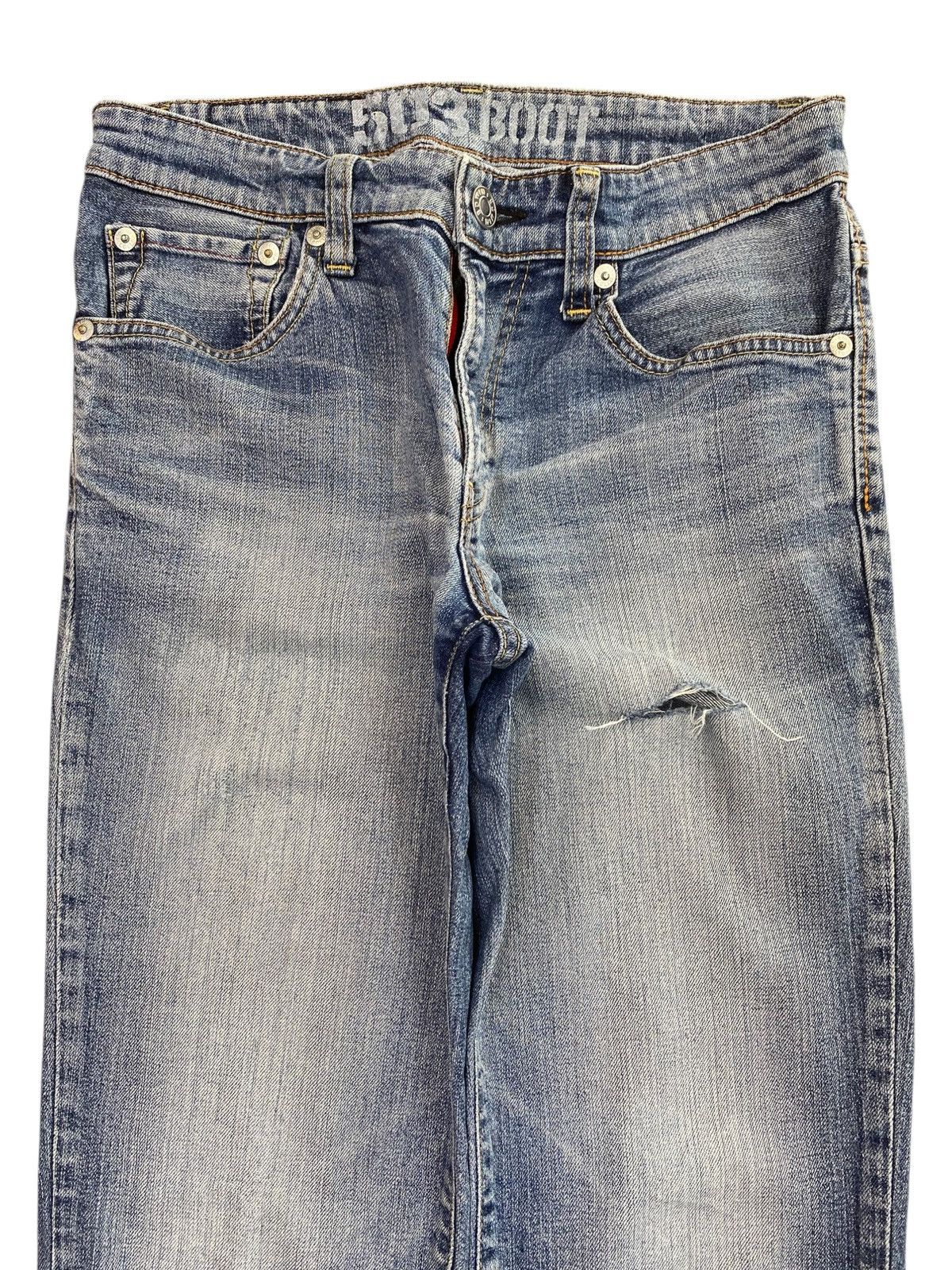 Edwin Edwin Faded Wash Ripped Style Flare Jeans Size US 30 / EU 46 - 2 Thumbnail