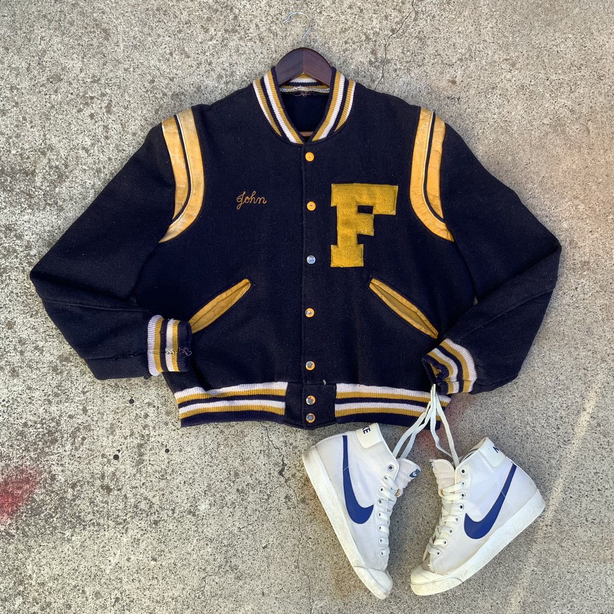 Vintage John's 1980s Thrashed Fairview MI Wool Varsity Jacket Size US XS / EU 42 / 0 - 1 Thumbnail