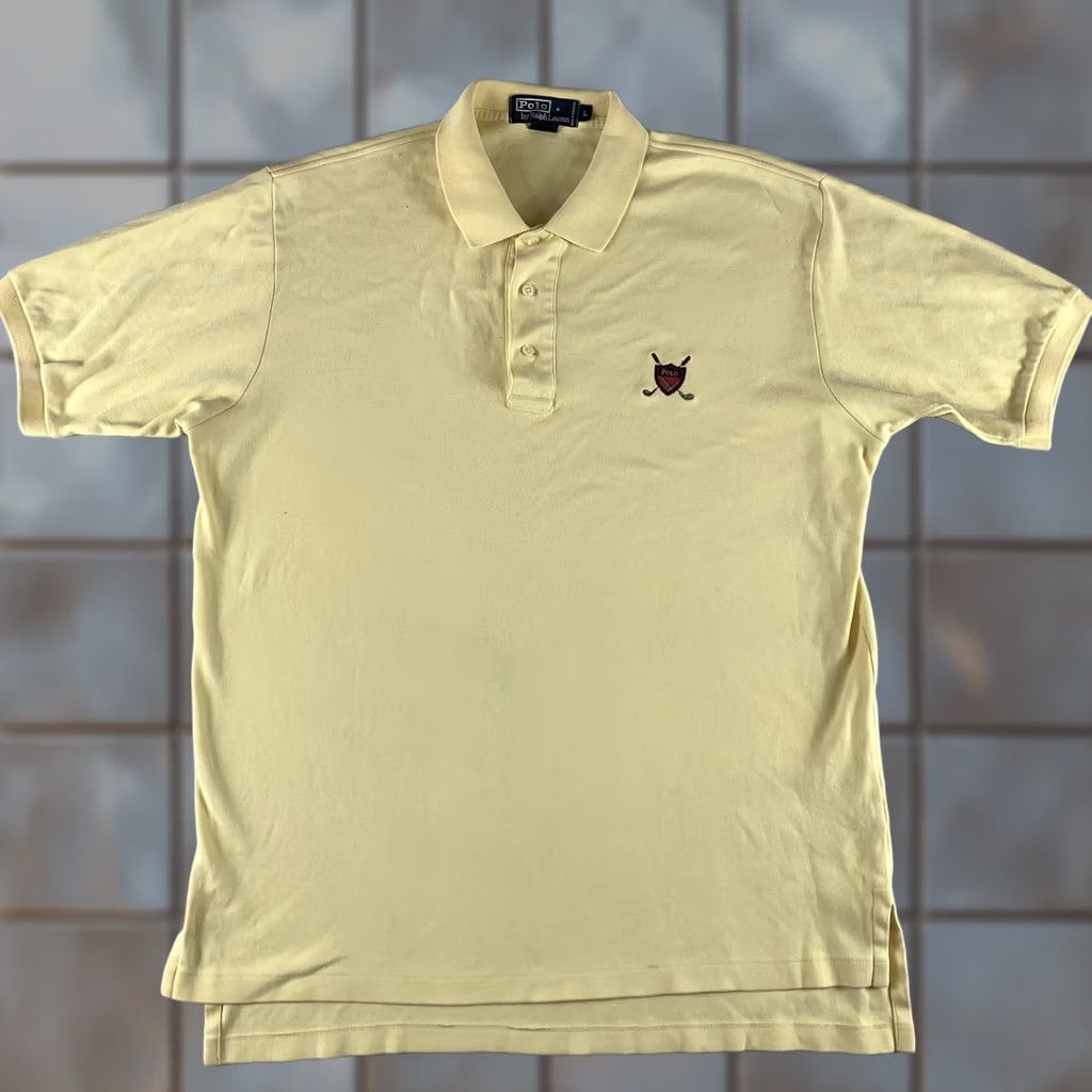 Polo Ralph Lauren VINTAGE Polo Ralph Lauren MENS Polo Golf Yellow Large Short Sleeve Collared Pullover 2 Small Holes Mens Regular Size L Size US L / EU 52-54 / 3 - 1 Thumbnail