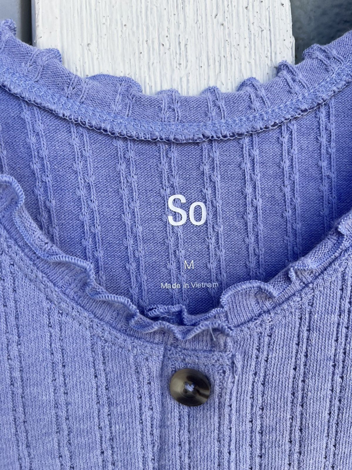 Vintage Blue Ribbed Tank Top with Button Front Size M / US 6-8 / IT 42-44 - 2 Thumbnail