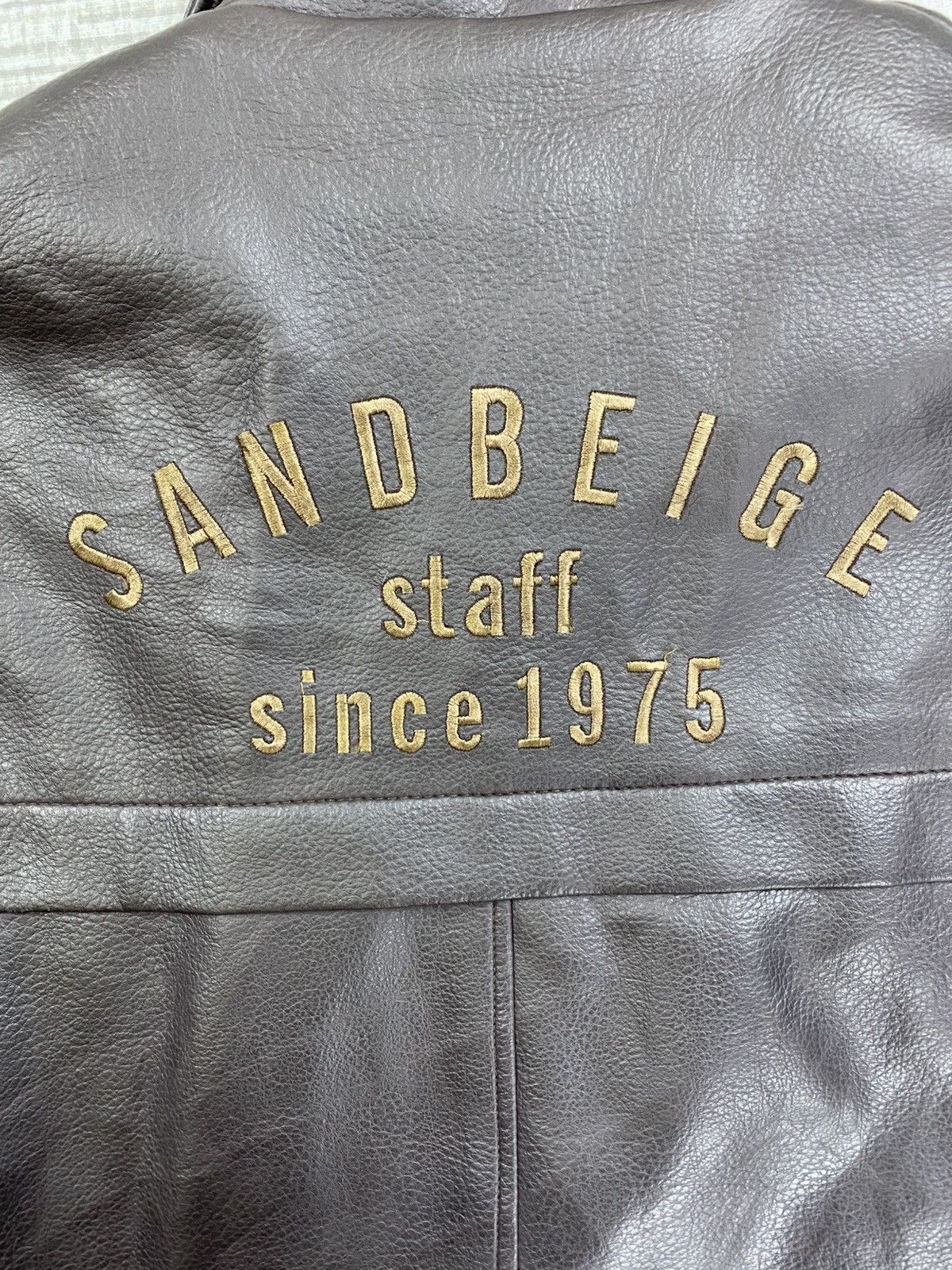 Designer × Vintage Vintage Sand Beige Embroidery Spellout Faux Leather Jacket Size US L / EU 52-54 / 3 - 3 Thumbnail