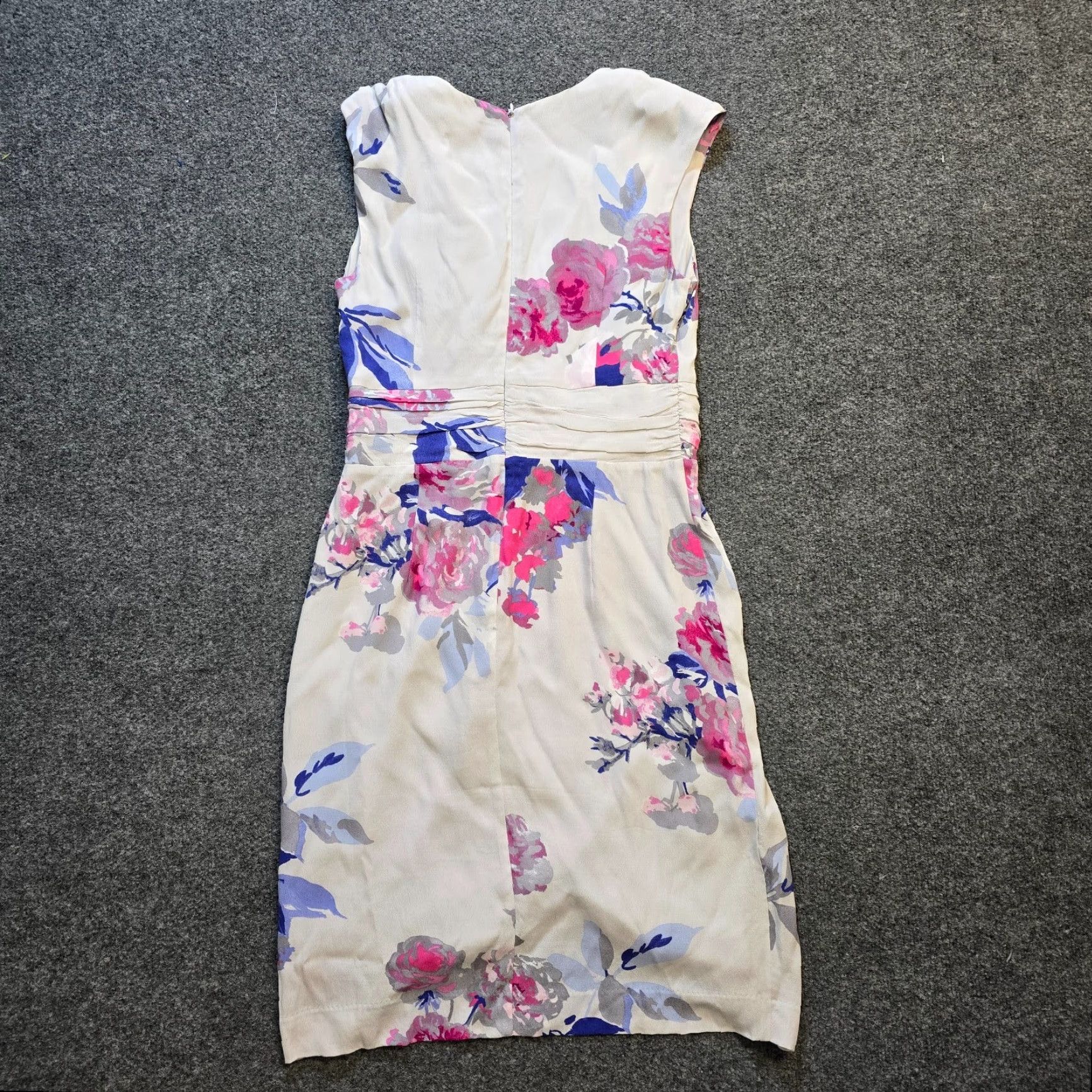 Vintage Joules Dress Womens 6 White Pink Floral Fitted Pencil Dress Knee Length Sleeveless V-Neck Lined Zip Knee Length Womens Classic 6 Regular Size M / US 6-8 / IT 42-44 - 7 Thumbnail