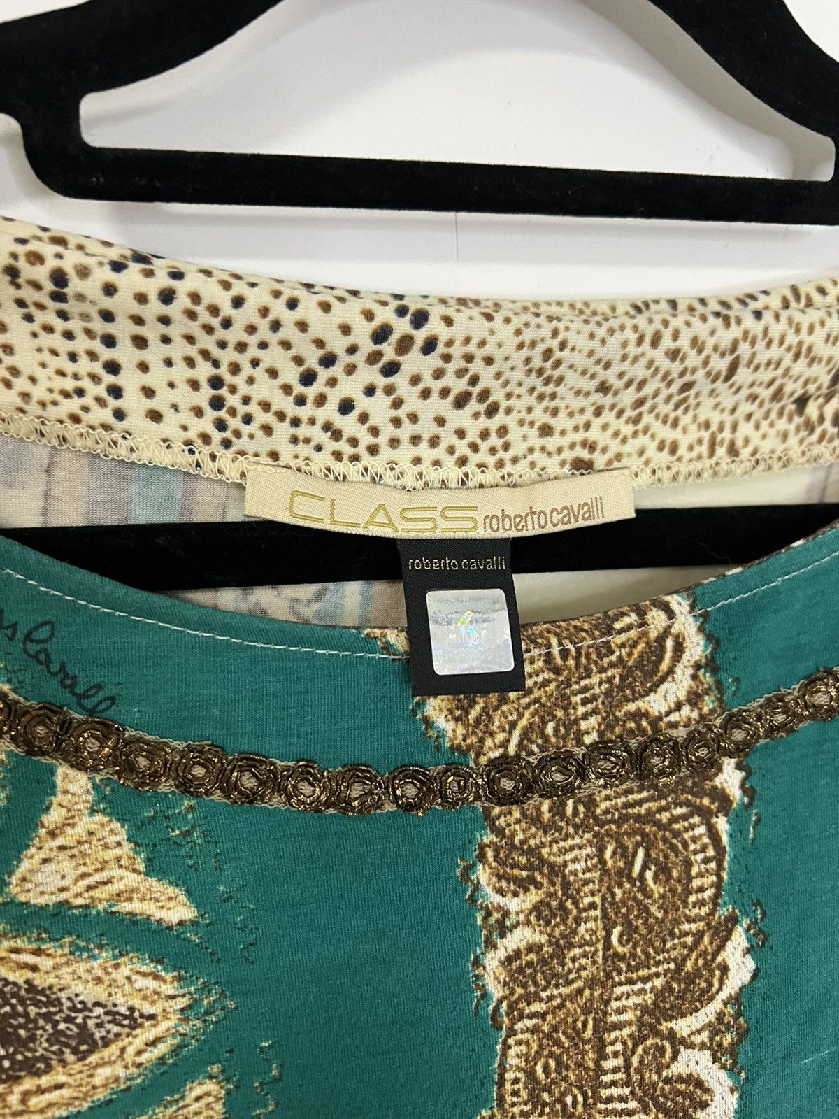 Roberto Cavalli Roberto Cavalli Boat Neck Shirt M Beige Animal Print Size M / US 6-8 / IT 42-44 - 4 Thumbnail