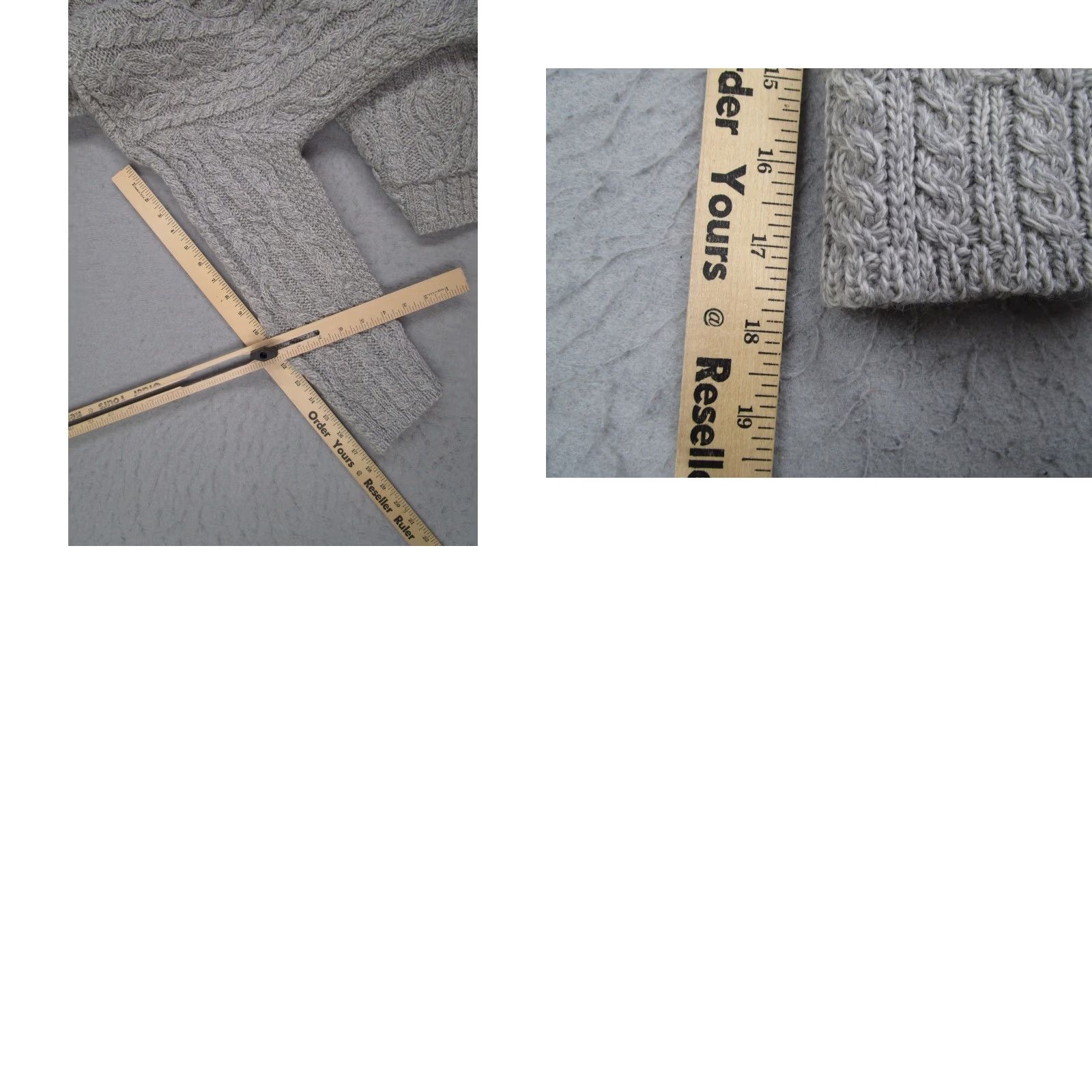 Vintage Aran Crafts Cardigan Sweater Gray Wool Cable-Knit Shawl Collar Ireland S Women Long Sleeve Buttoned Pockets All Seasons Vintage: No Size S / US 4 / IT 40 - 8 Thumbnail