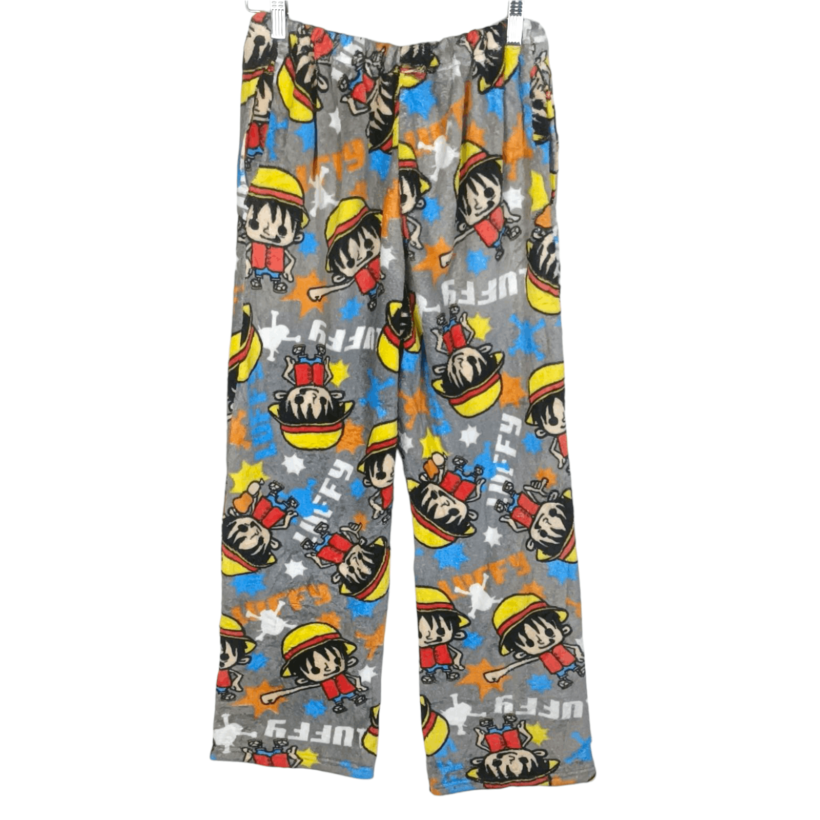 One Piece One Piece D Luffy Over Print Fleece Pants Size US 37 - 2 Thumbnail