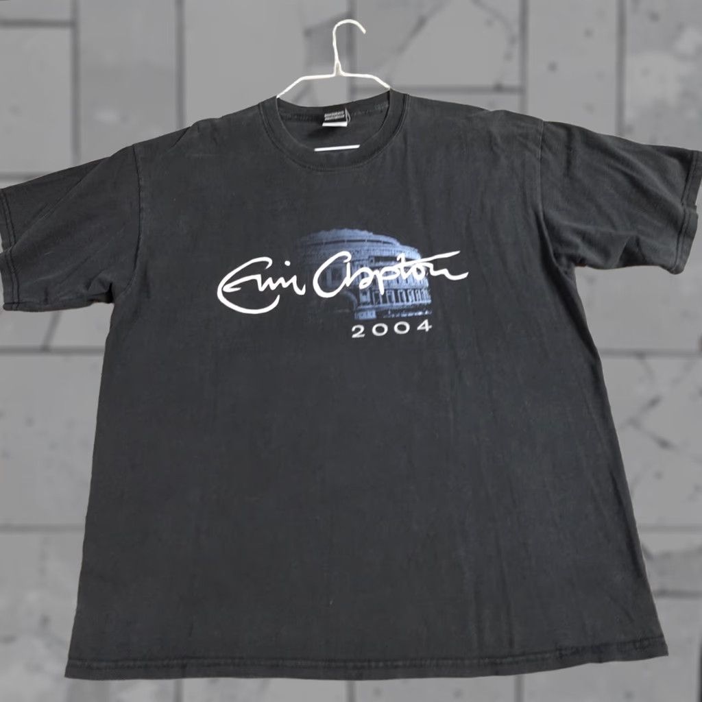VINTAGE Eric Clapton Shirt XL Black 2004 Concert Double Sided Men T-Shirt Short Sleeve Crew Neck Band Cotton XL Black Double-Sided Men 2004 Concert