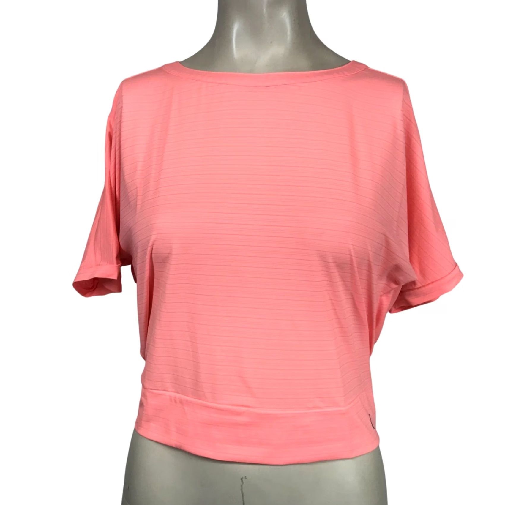 Pinko ZYIA WOMEN'S LARGE PINK RUMOR SHORT SLEEVE OPEN BACK ACTIVE TOP SHIRT Size L / US 10 / IT 46 - 2 Thumbnail
