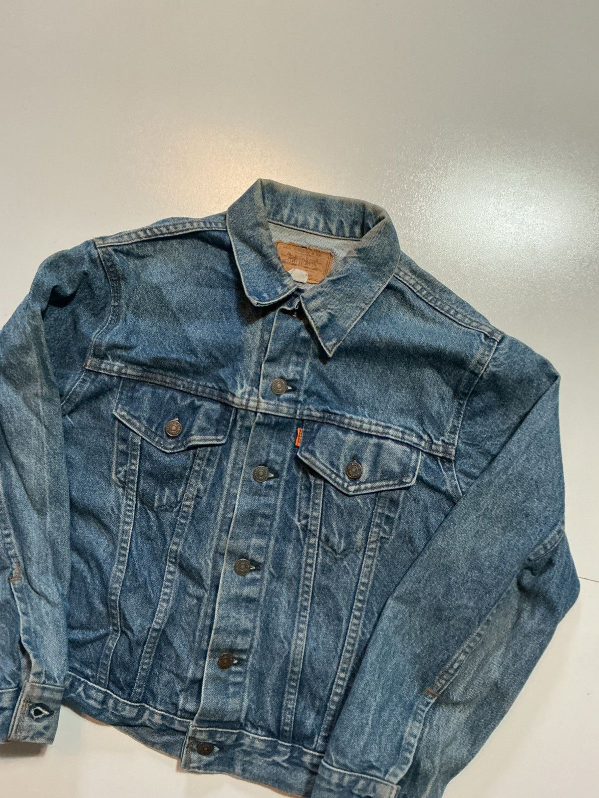 Levi's Vintage 70s 80s Levis Orange Tab Denim Trucker Jean Jacket Size US L / EU 52-54 / 3 - 3 Thumbnail