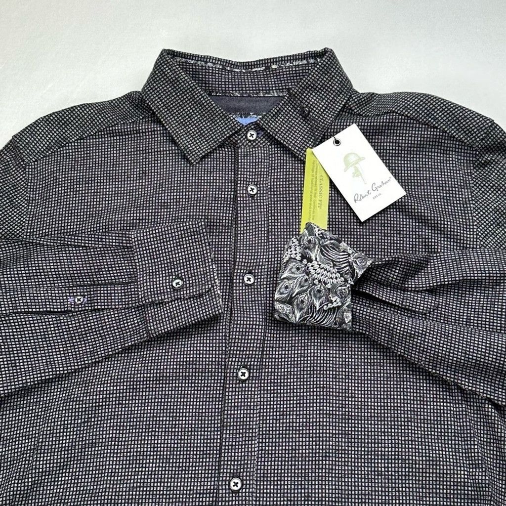 Robert Graham Robert Graham Mens M Black Ruyter Flipcuff Shirt Classic Fit Size US M / EU 48-50 / 2 - 4 Thumbnail