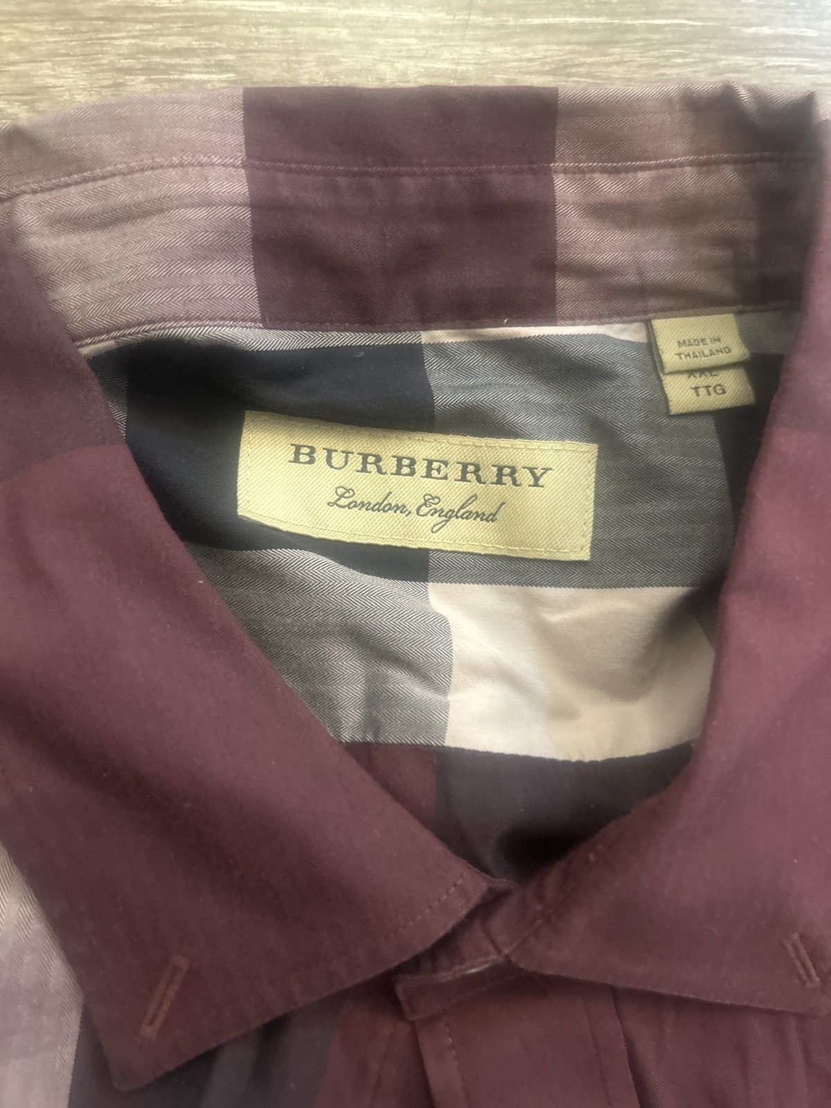Burberry Burberry Burgundy Check Button-Up Shirt – XL (TTG) Size US XXL / EU 58 / 5 - 2 Thumbnail