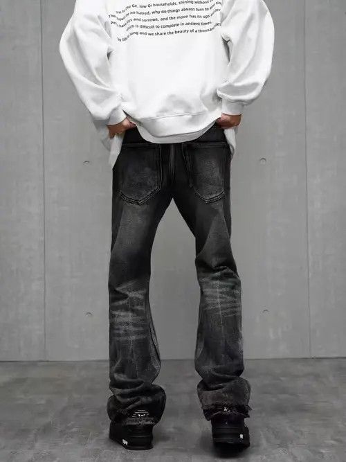 Japanese Brand × Jean High street ripped black and gray bootcut jeans Size US 32 / EU 48 - 3 Thumbnail