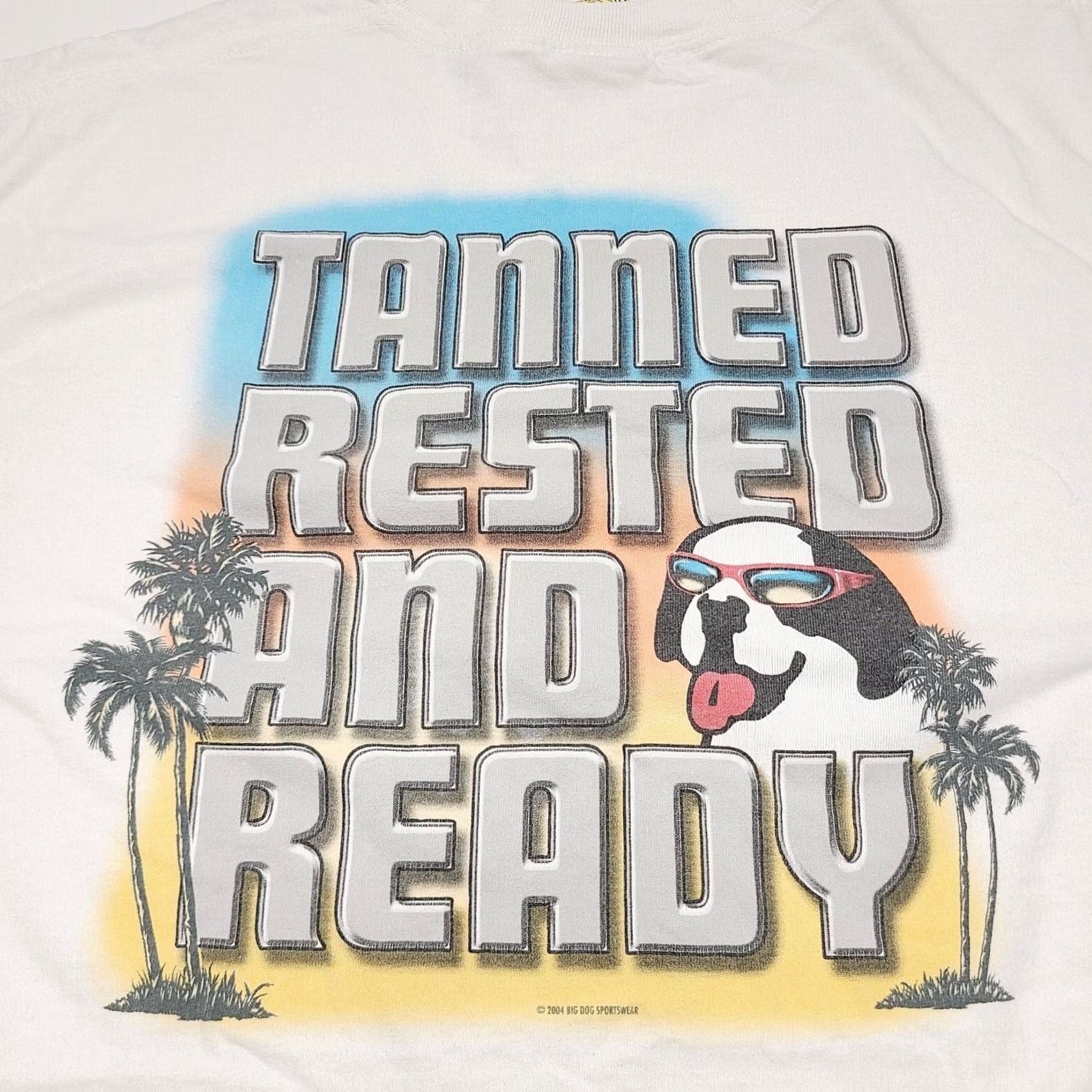 Big Dogs VINTAGE Big Dogs Graphic Tee Men 2XL White Short Sleeve Crew Neck Rested And Ready 2004 T-Shirt Mens Size US XXL / EU 58 / 5 - 2 Thumbnail
