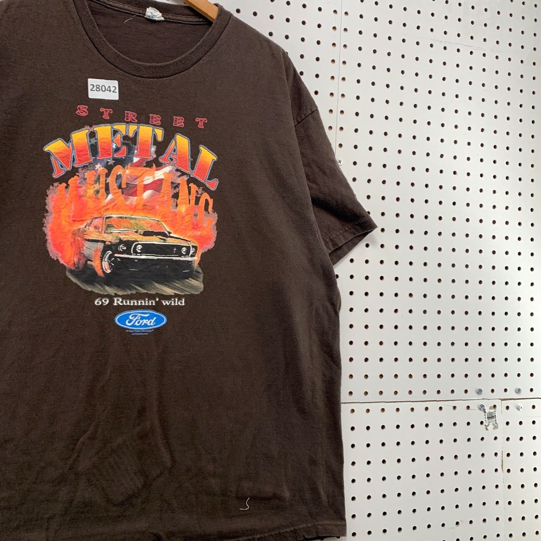 Delta Ford Mustang Shirt Brown Street Metal 1969 2XL Flame Graphic Adult Mens Size US XXL / EU 58 / 5 - 4 Thumbnail