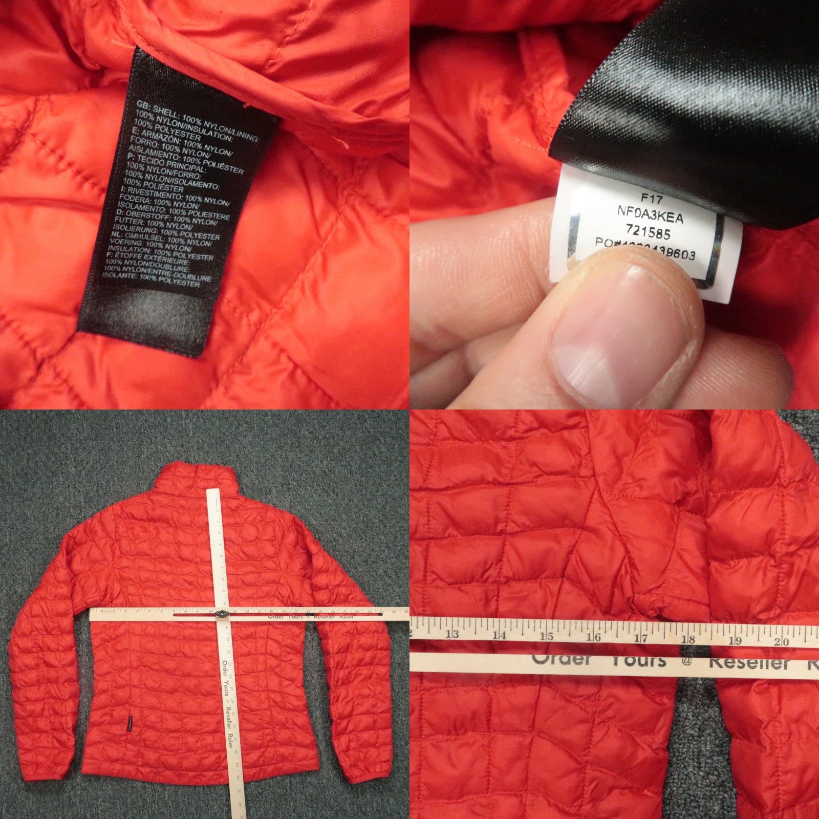 The North Face The North Face Jacket Womens Small Red Thermoball Quilted Puffer Full Zip Pocket Size S / US 4 / IT 40 - 8 Thumbnail