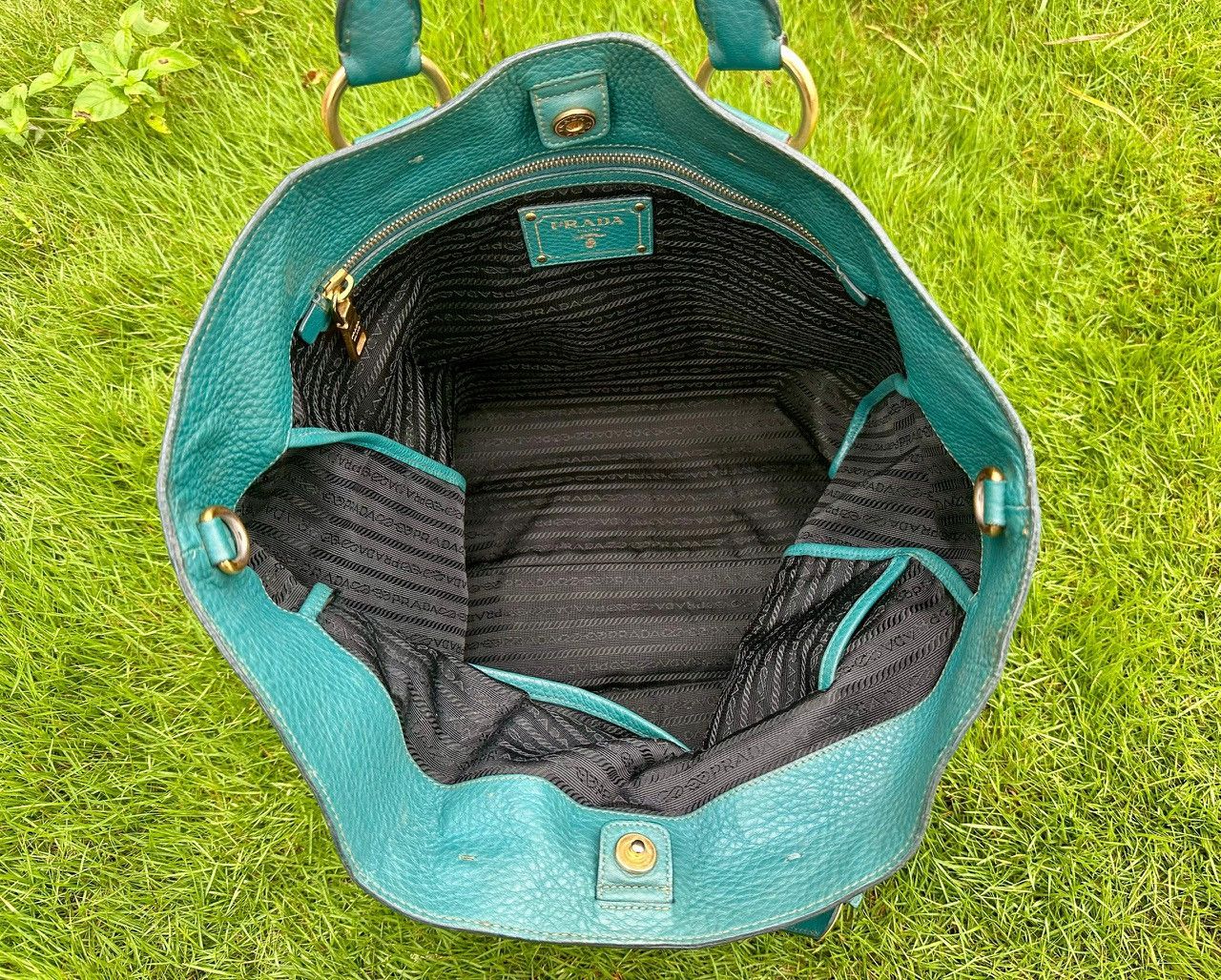 Prada Authentic Prada Vitello Daino Turchese Shopping Tote Bag Size ONE SIZE - 5 Thumbnail