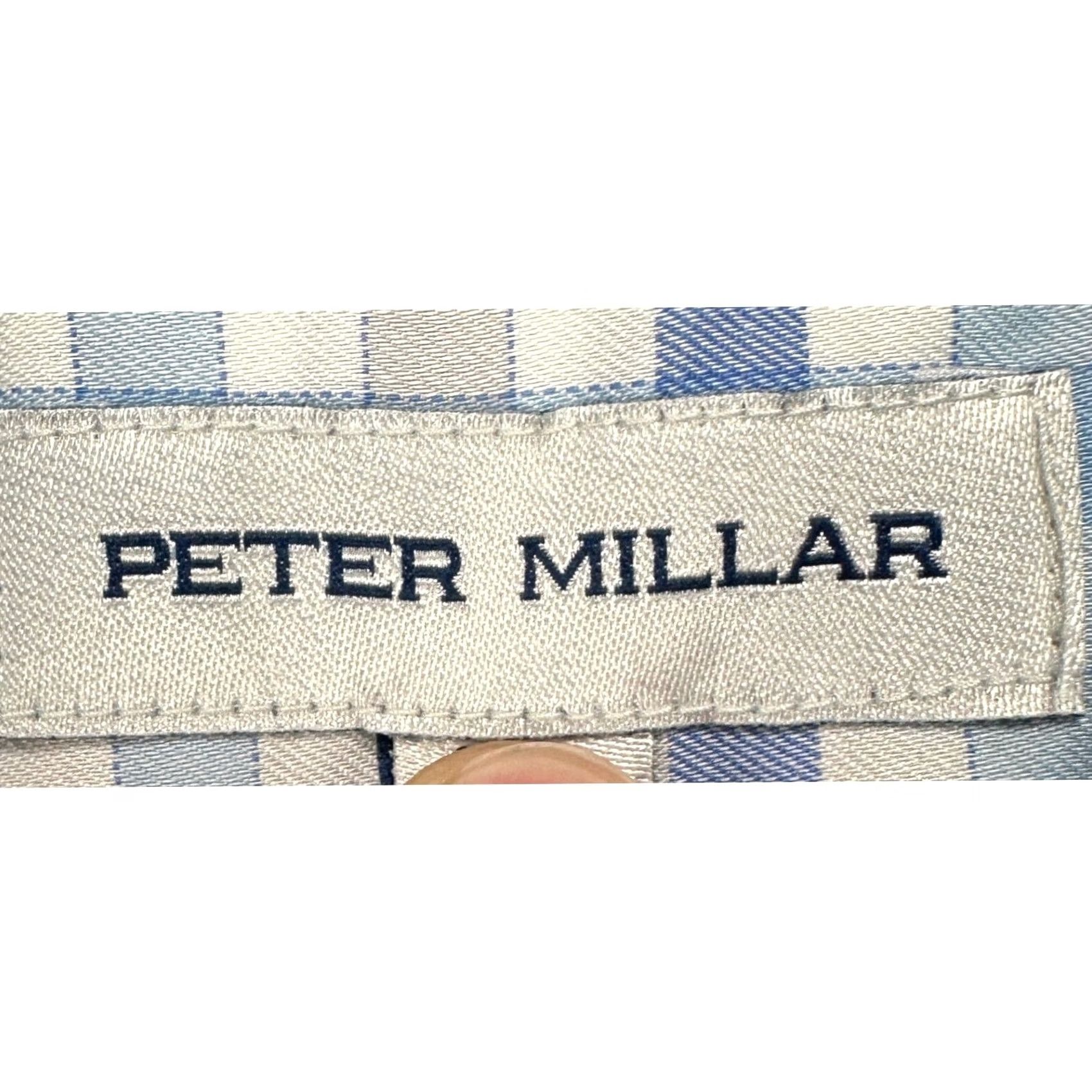 Peter Millar Peter Millar Mens Shirt Small Blue Tan Plaid Stretch Button Down Nylon Blend Size US S / EU 44-46 / 1 - 4 Thumbnail