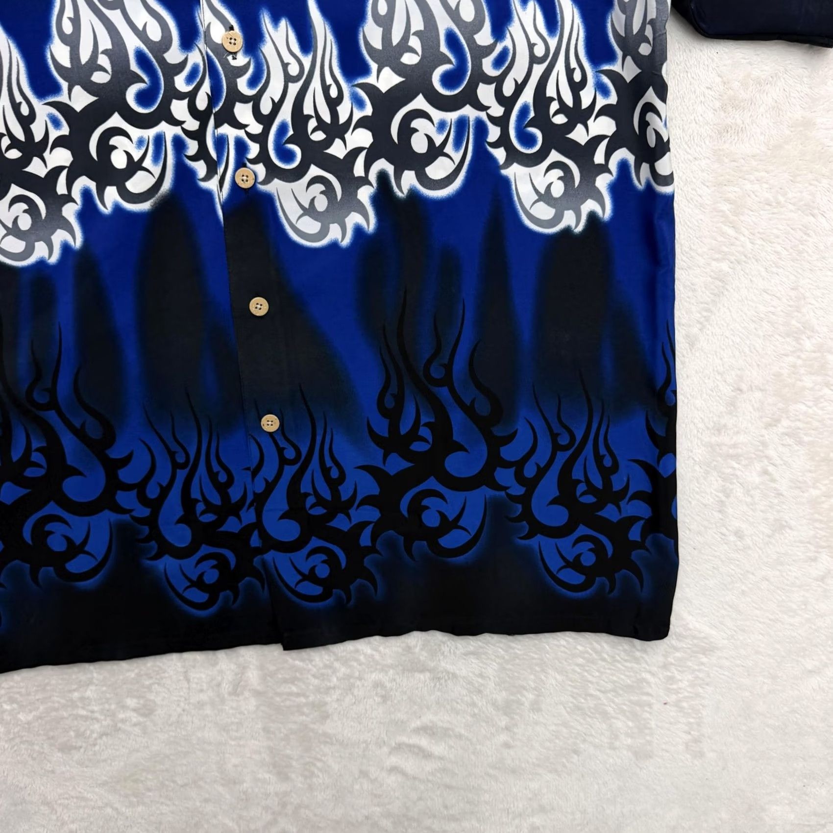 Vintage Y2K Emergency Exit Shirt Mens Medium Blue Flame Graphic Button Up Casual Size US M / EU 48-50 / 2 - 4 Thumbnail