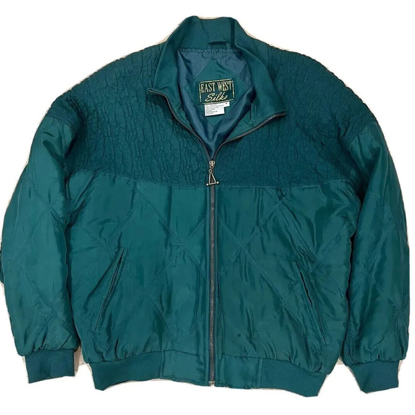 Vintage Vintage 1980s East West Silks Green Jacket Women’s Medium Size M / US 6-8 / IT 42-44 - 2 Thumbnail