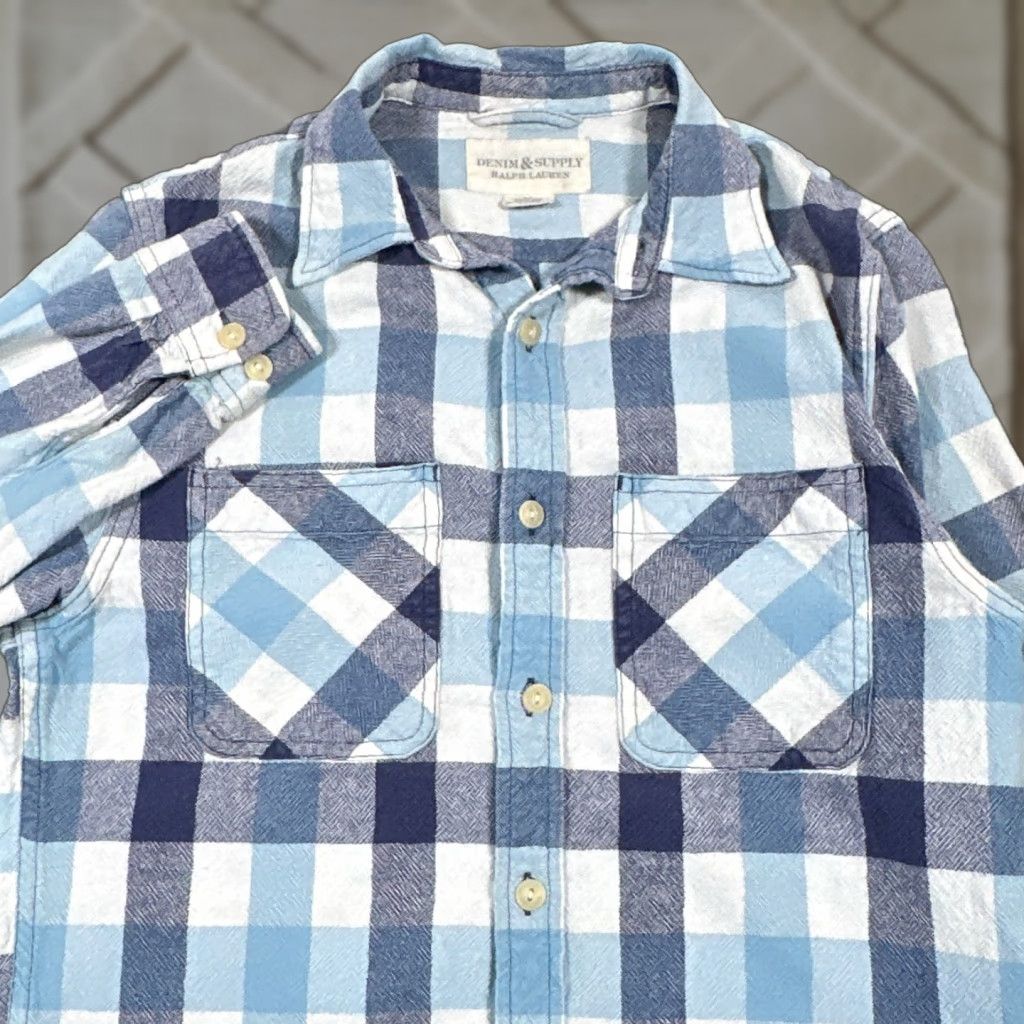 Vintage Denim & Supply Ralph Lauren Shirt Mens Small Blue Plaid Flannel Button-Up Regular Size US S / EU 44-46 / 1 - 1 Thumbnail