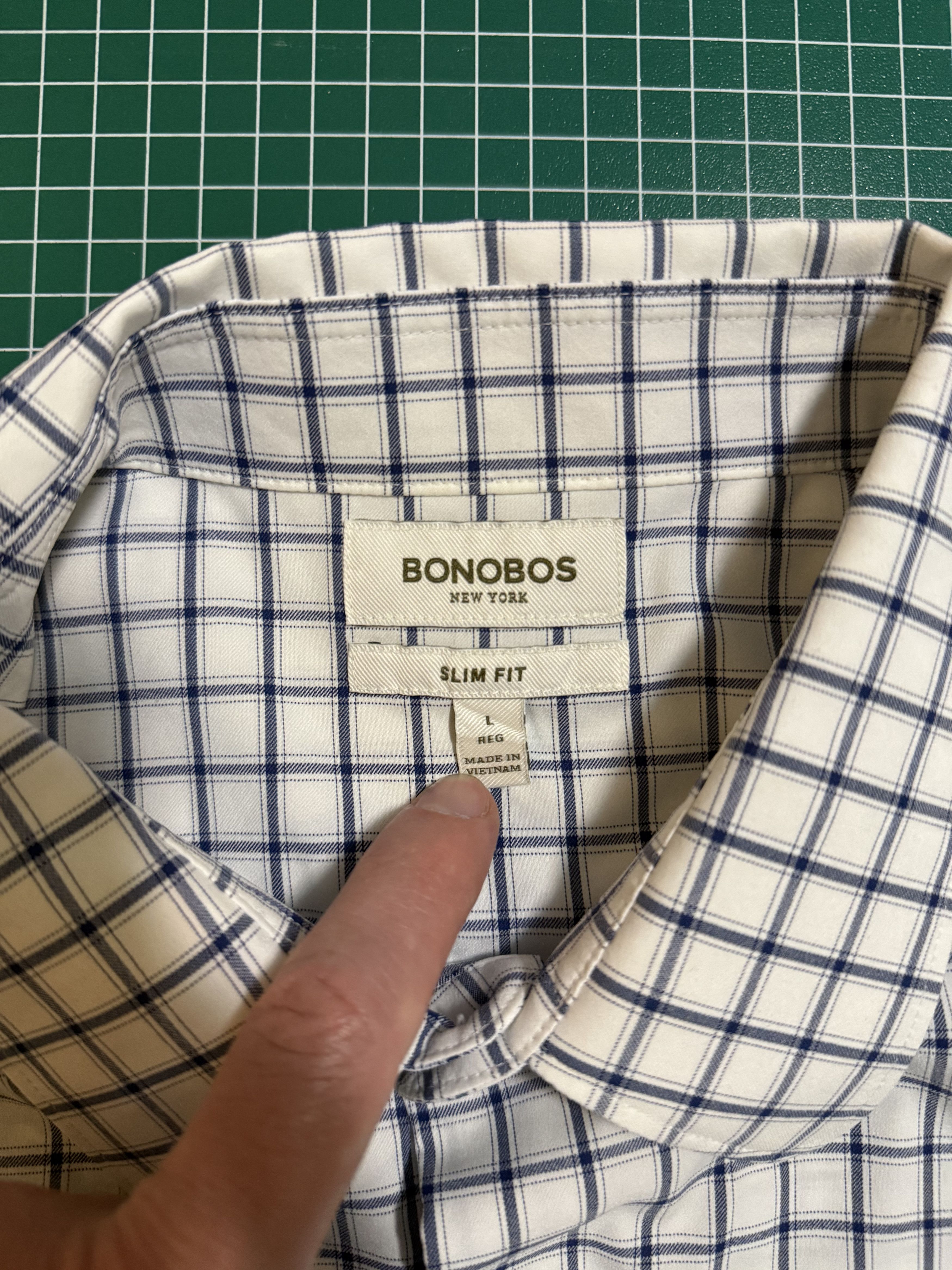 Bonobos Bonobos Slim Fit Checked Blue/White Button Up Size US L / EU 52-54 / 3 - 3 Thumbnail