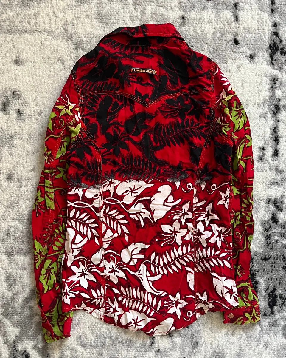 Jean Paul Gaultier × Vintage 90s Jean Paul Gaultier 'Jeans' Hawaiian Shirt Size S / US 4 / IT 40 - 5 Thumbnail