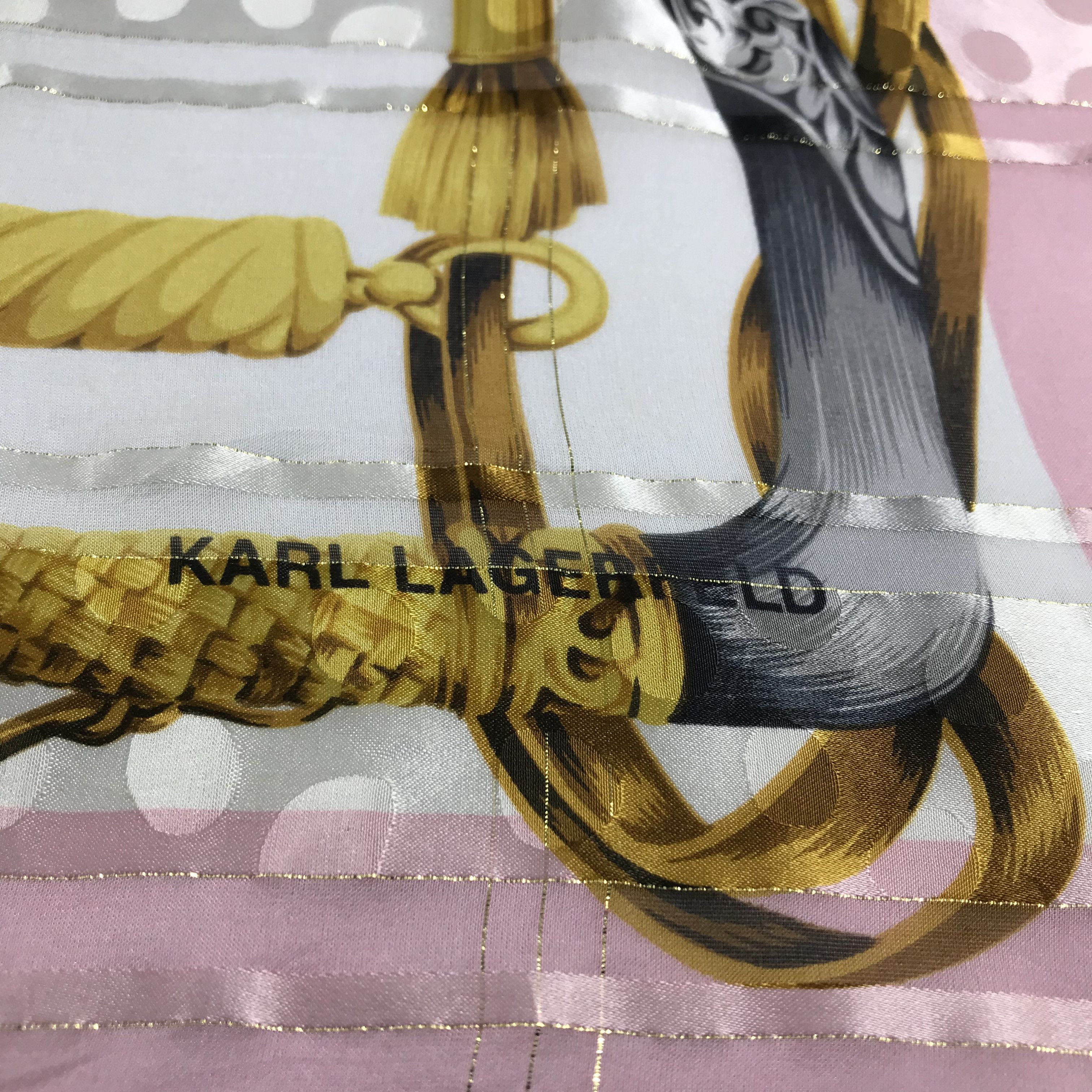 Karl Lagerfeld Vintage Karl Lagerfeld Slit Thread Silk Scarf M188 Size ONE SIZE - 3 Thumbnail