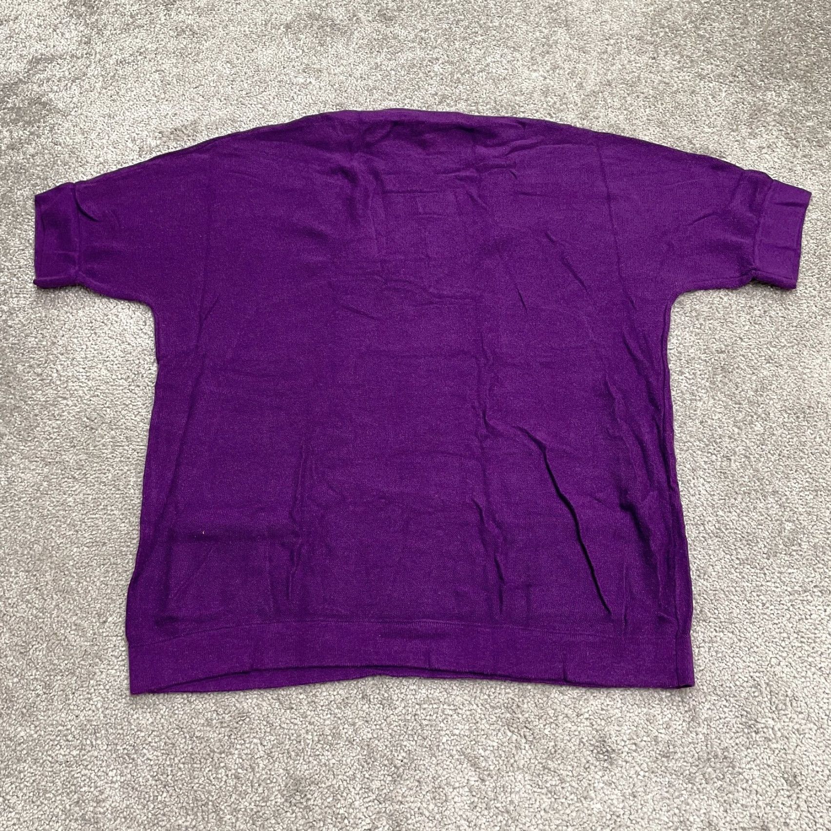 Vintage Chico's Sweater Shirt Womens M Purple V-Neck Short Sleeve Knit Pocket Casual Knitwear Regular Fit Pullover Housewears Size M / US 6-8 / IT 42-44 - 2 Thumbnail